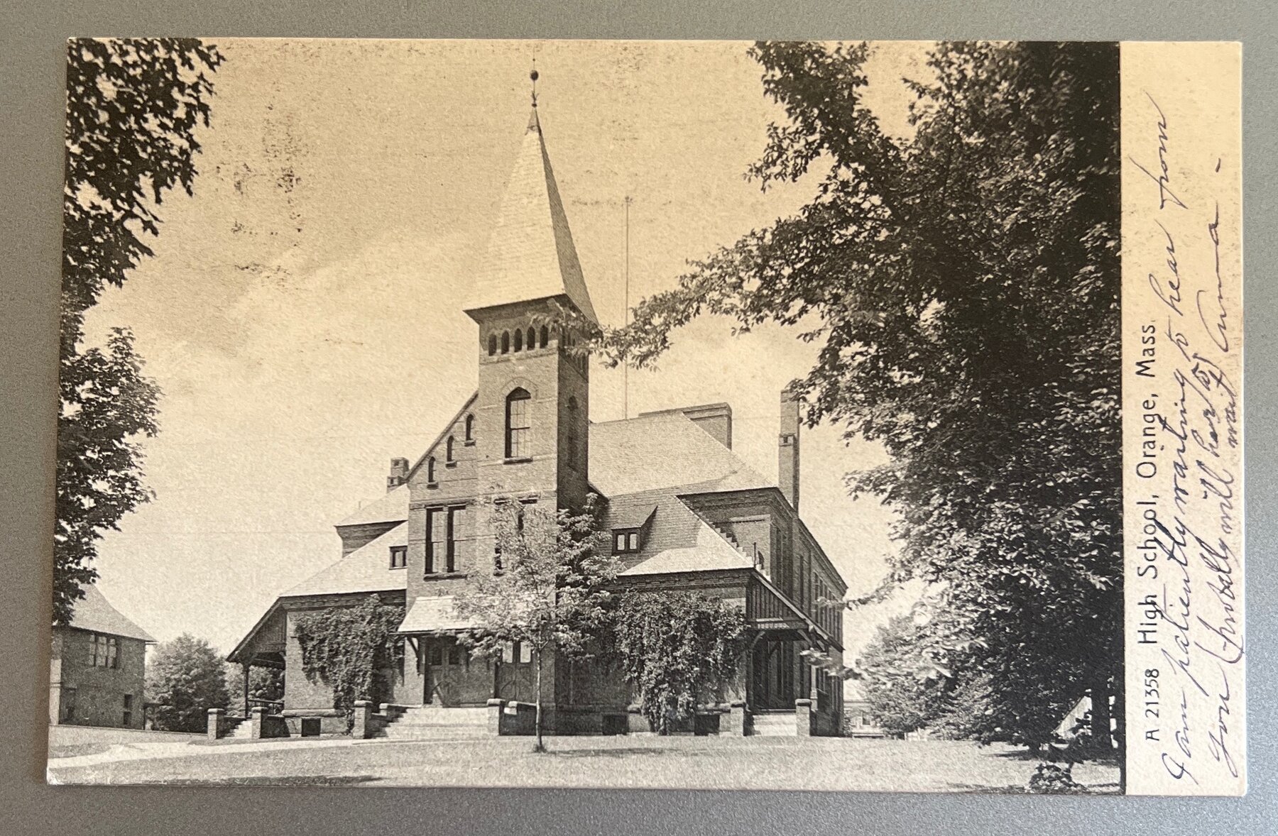 Postcard 1906 High School Orange Massachusetts RPPC Real Photo UDB