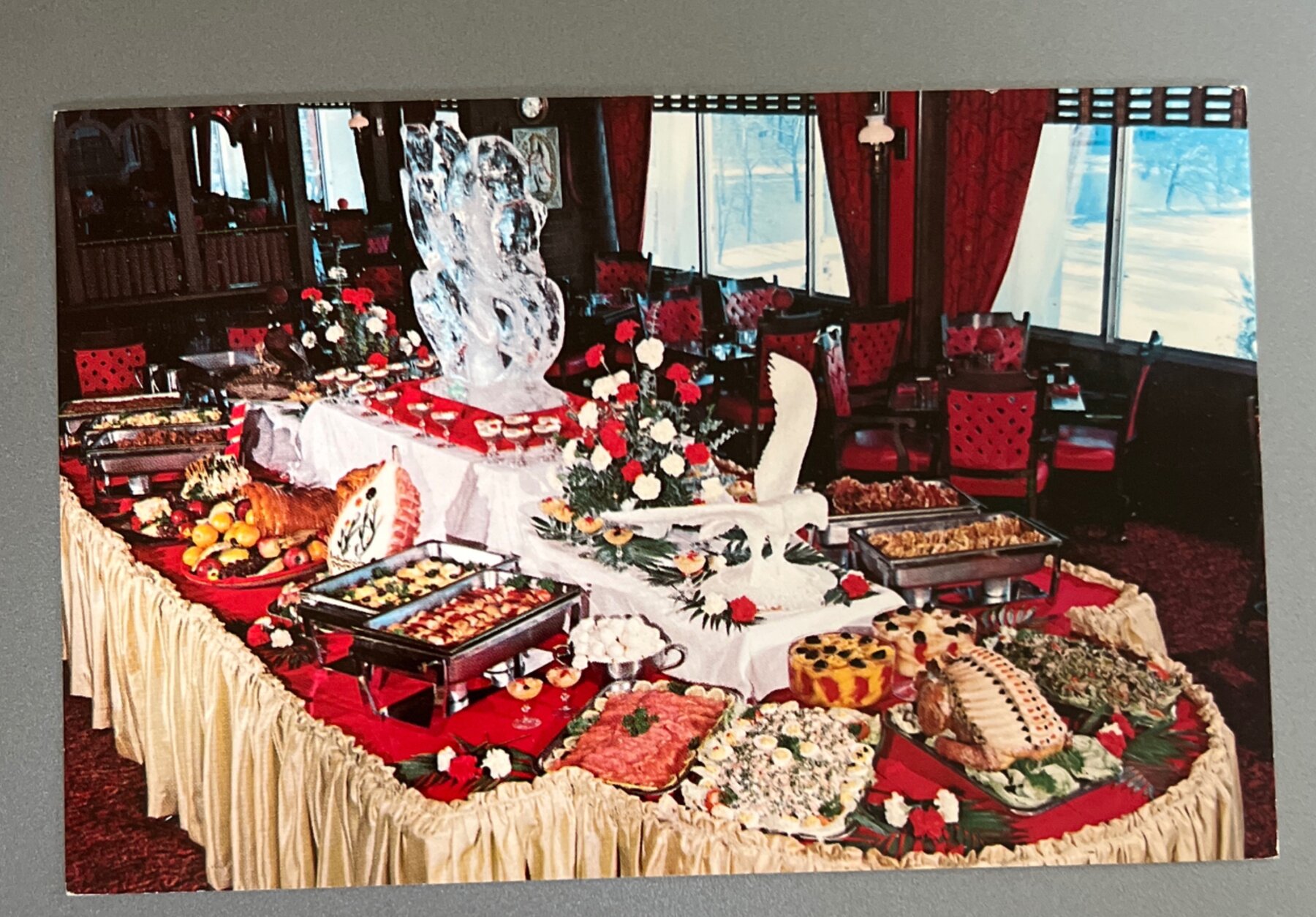 Postcard Marriott Newton MA Sunday Brunch S&S Livestock Restaurant Chrome 1970s