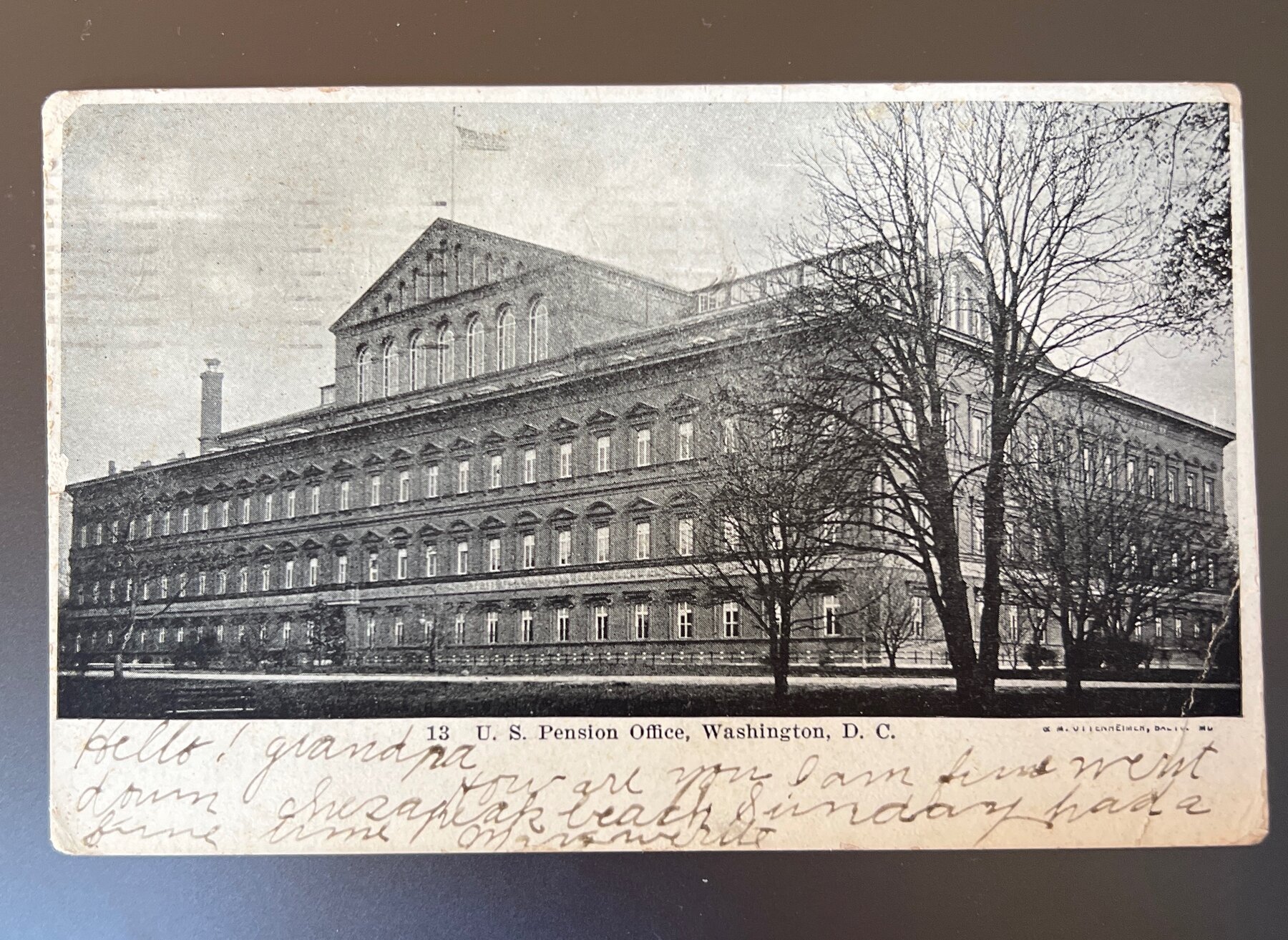 US Pension Office Building Washington DC Postcard 1908