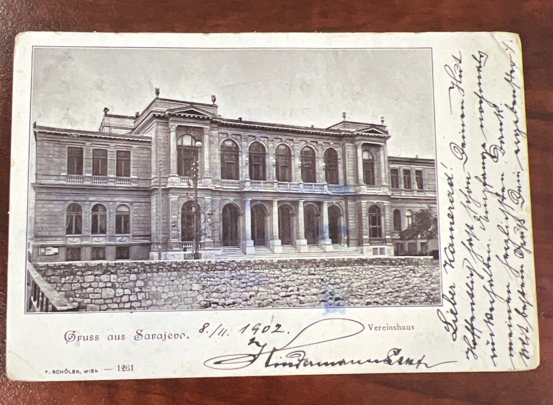 Bosnia Ottoman Gruss aus Sarajevo Vereinshaus Postcard 1902