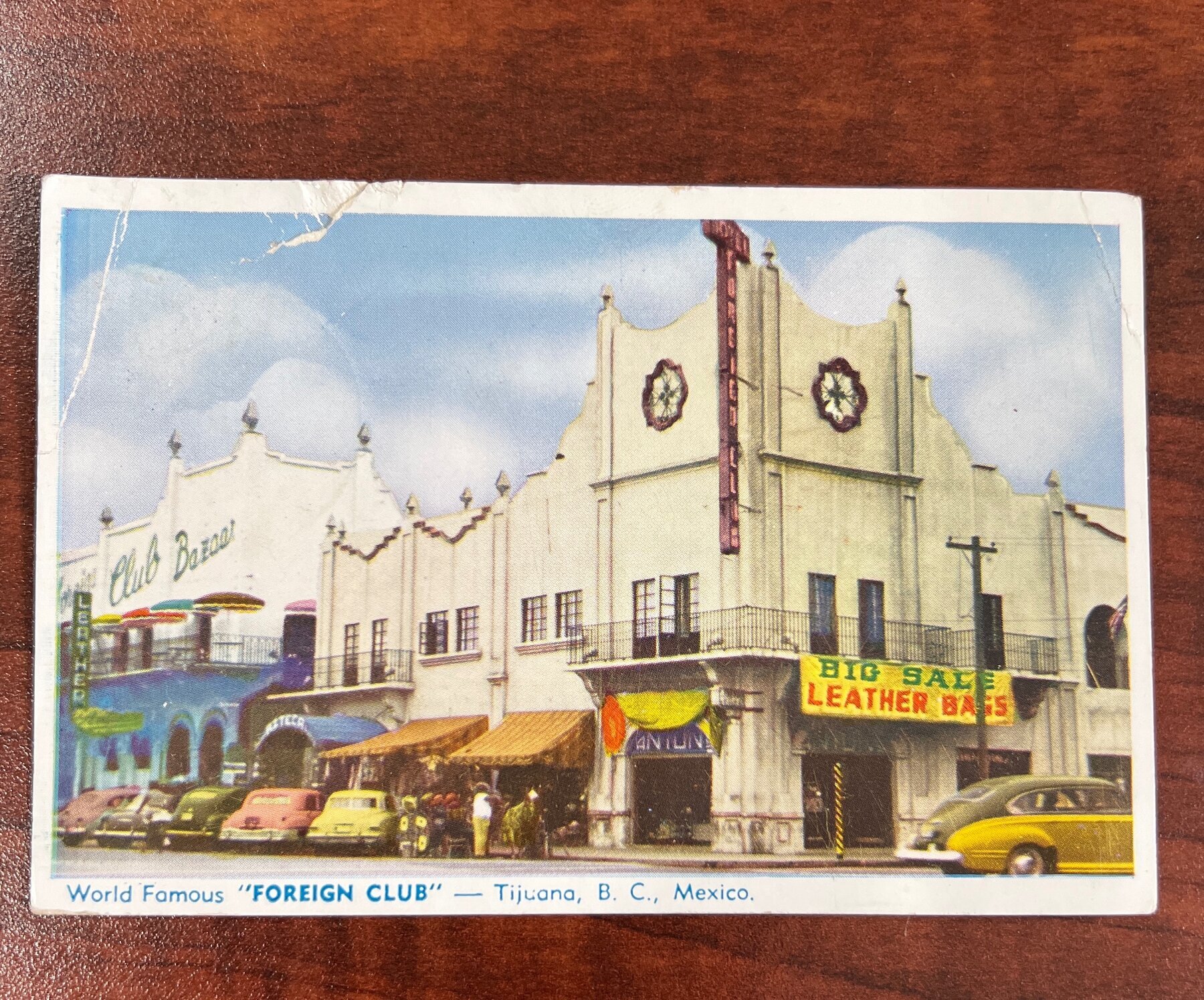 Linen Foreign Club Tijuana Mexico Avenida Revolution Postcard 1950s