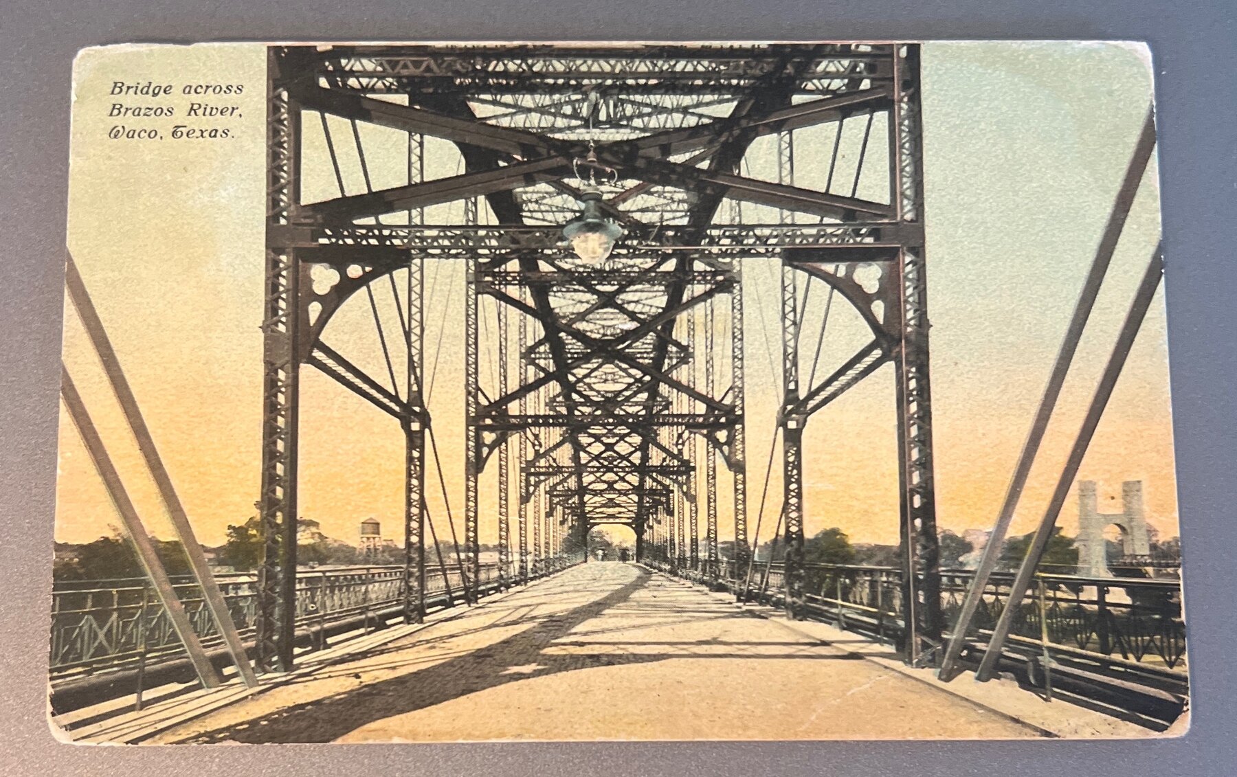 Postcard 1911 Bridge Across Brazos River Waco Texas Steel Truss Pre-Linen