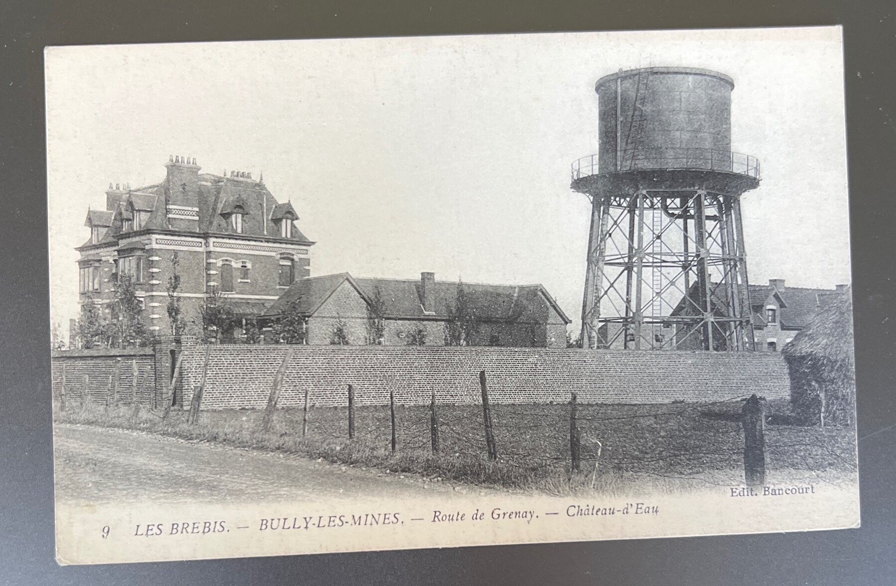 Les Brebis Bully-les-Mines Route Grenay Water Tower Postcard c1910