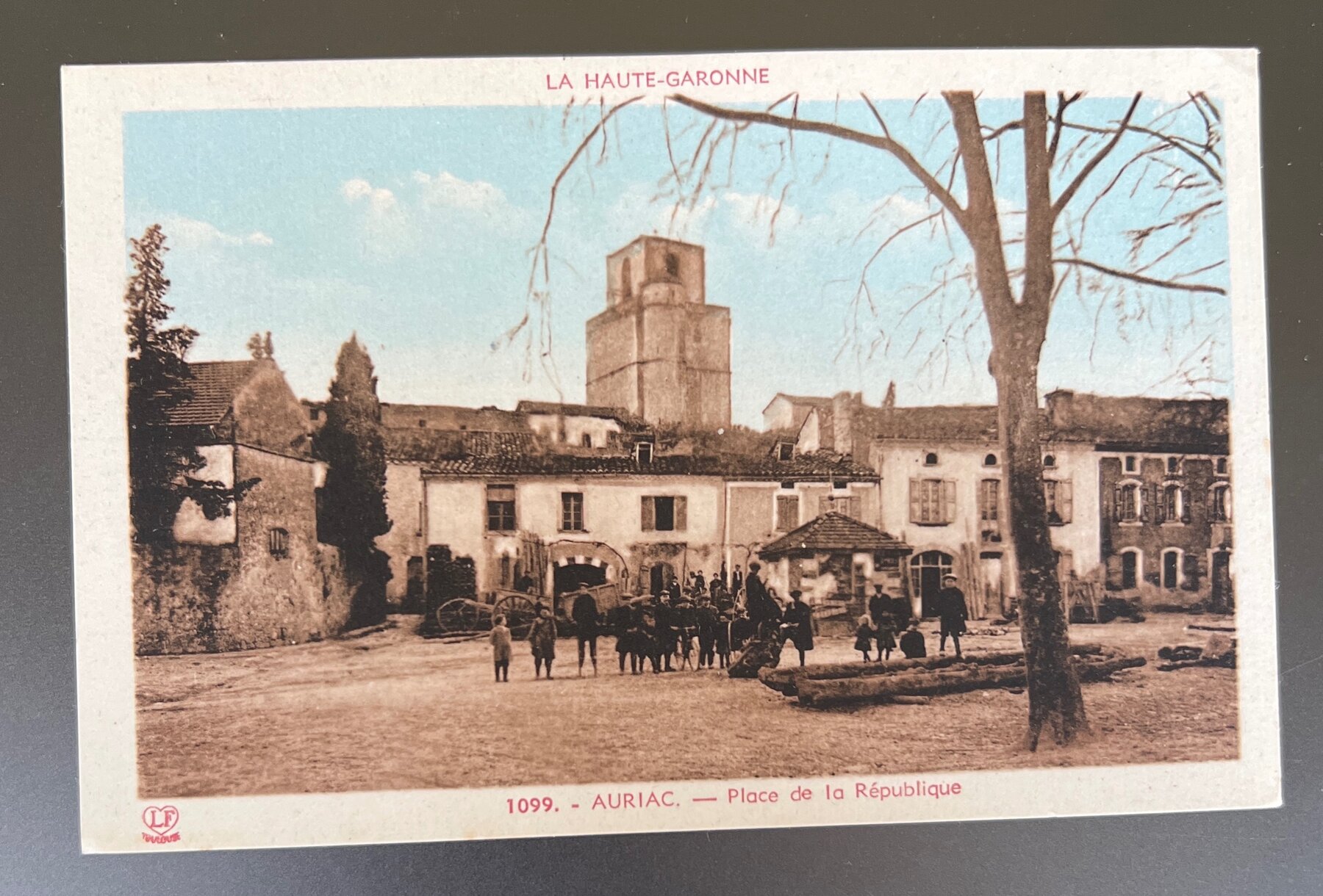 Auriac Haute-Garonne Place de la Republique Village Square France Postcard 1930s