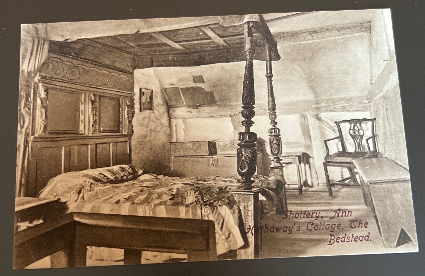 Postcard c1904 Ann Hathaway's Cottage Bedstead Shottery Frith's Series UK