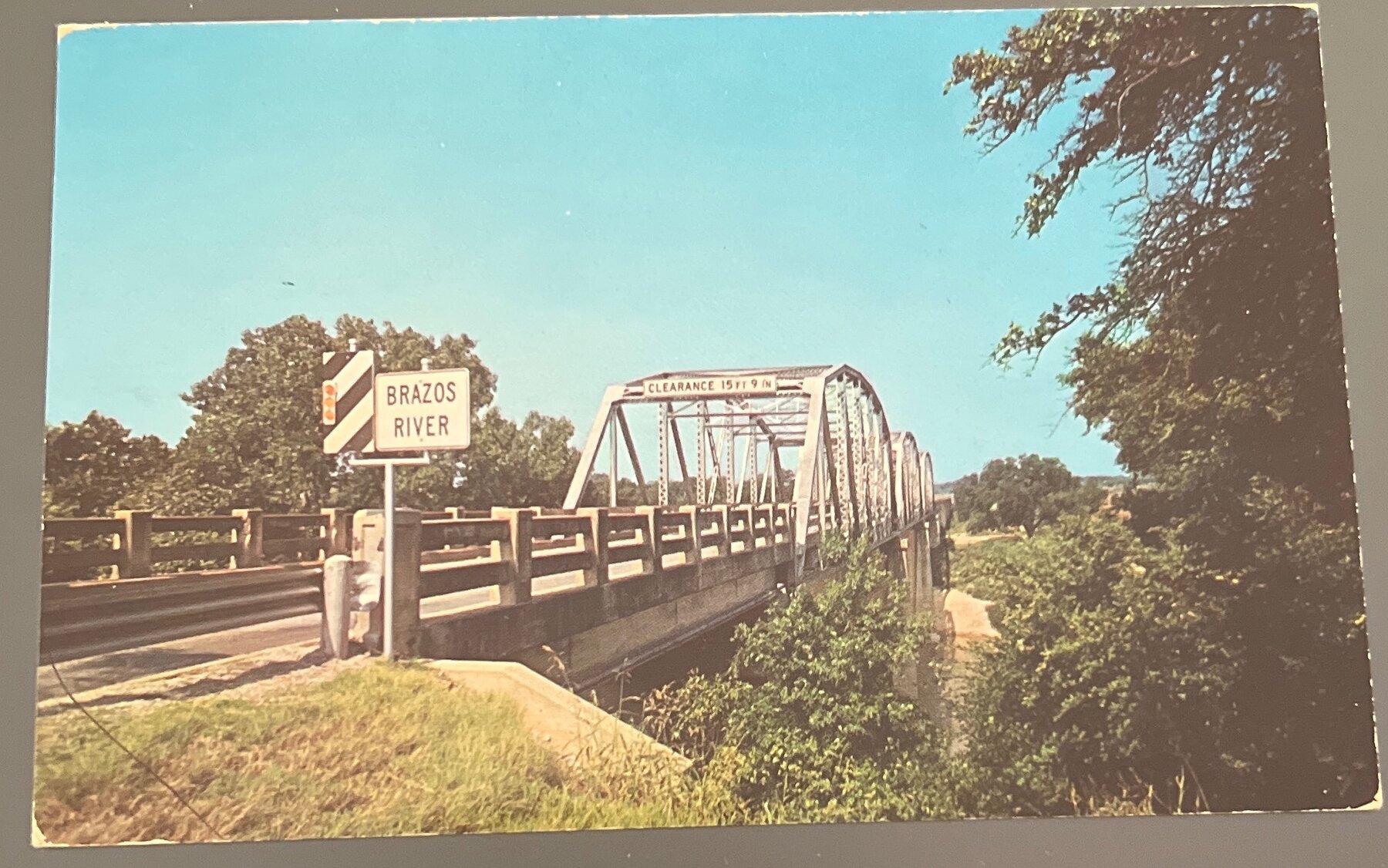 Postcard Old Brazos River Bridge 1889 Granbury TX Chrome Unused Ferry Site
