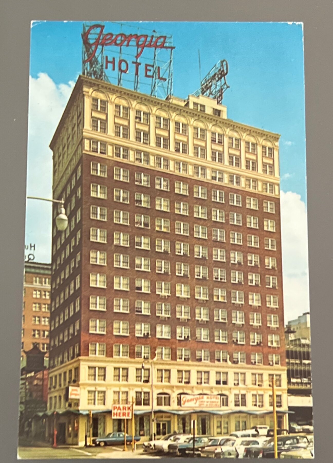 Postcard Georgia Hotel Atlanta GA Chrome Unused 1950s Downtown High-Rise