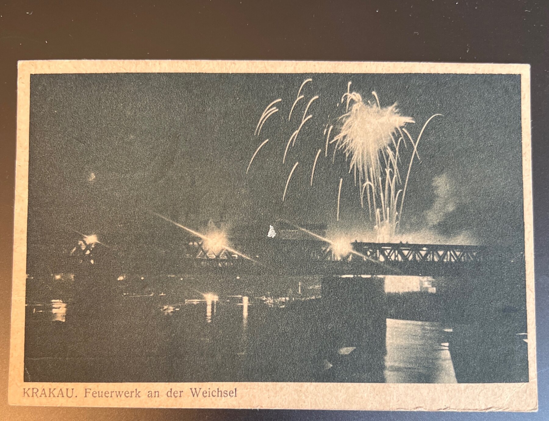 WWII Krakau Krakow Fireworks Weichsel Vistula Occupation Postcard 1943