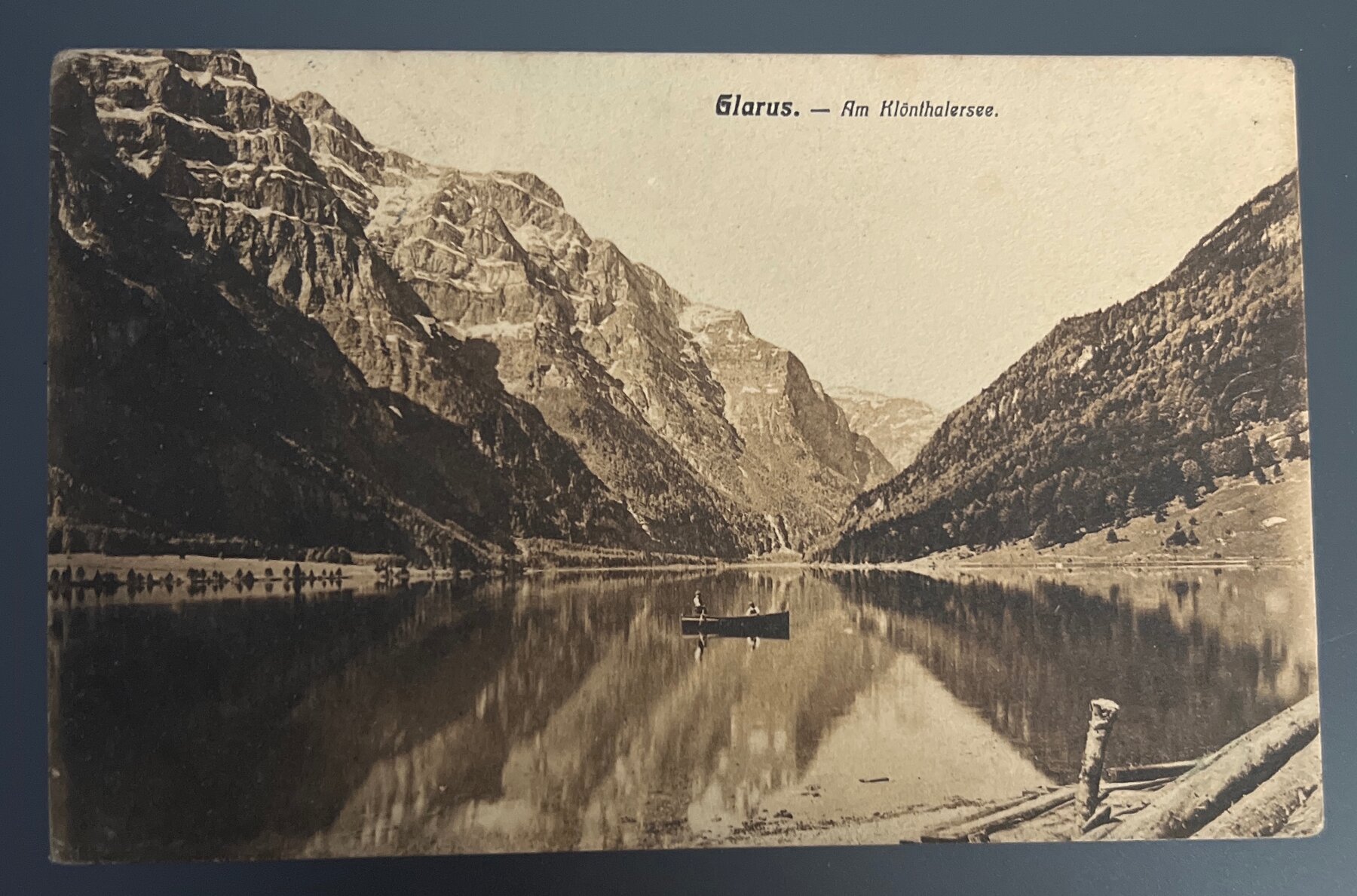 Postcard 1906 Glarus Klöntalersee Switzerland Alpine Lake Boat Austria Stamp