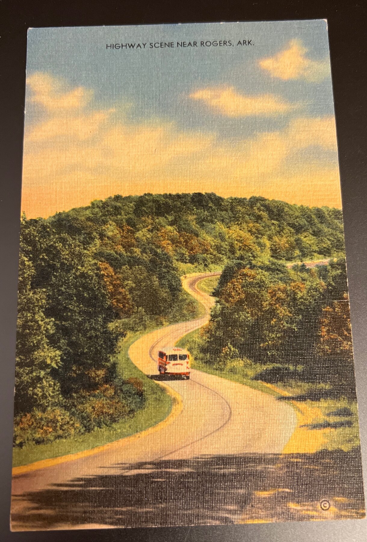 Postcard c1945 Highway Scene Rogers Arkansas Ozark Mountains Linen Chrome