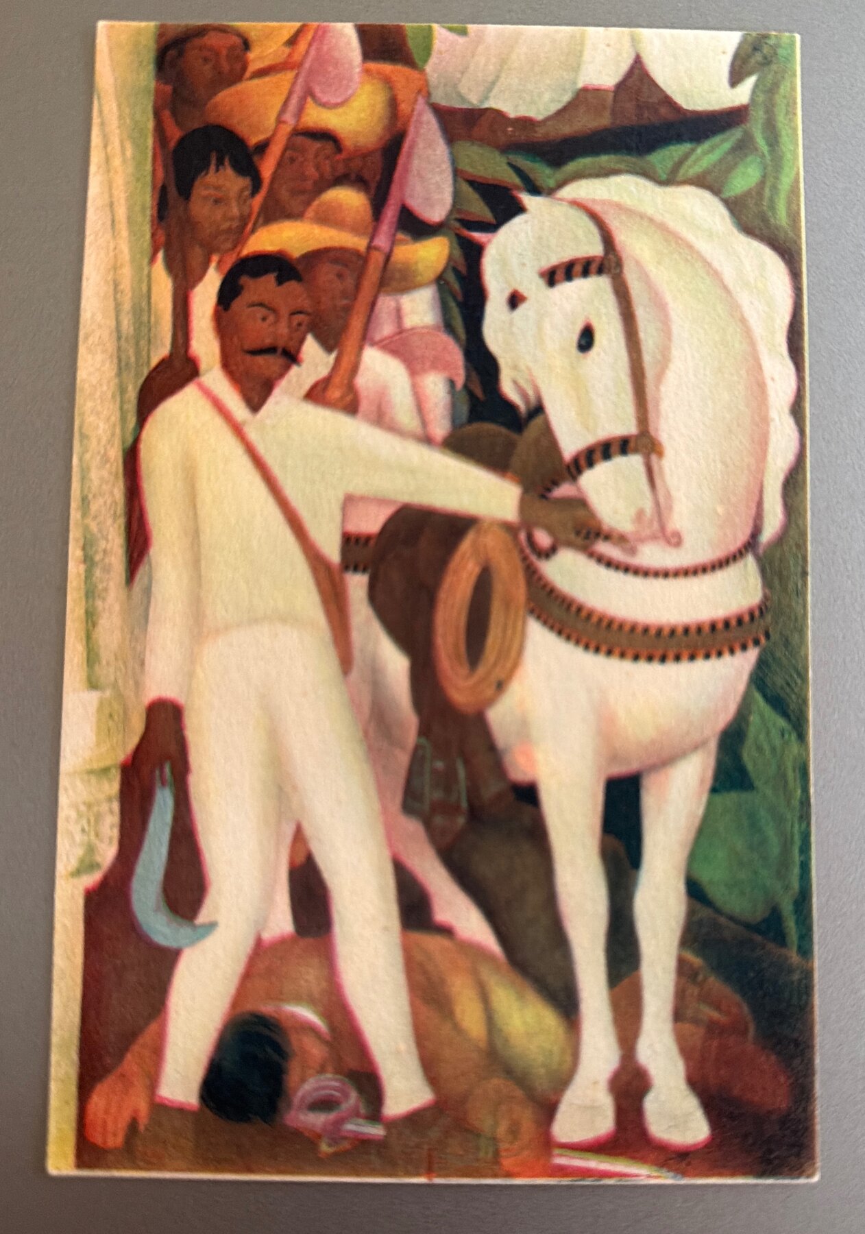 Postcard 1930s Diego Rivera Fresco Zapata Palacio Cortes Cuernavaca Mexico