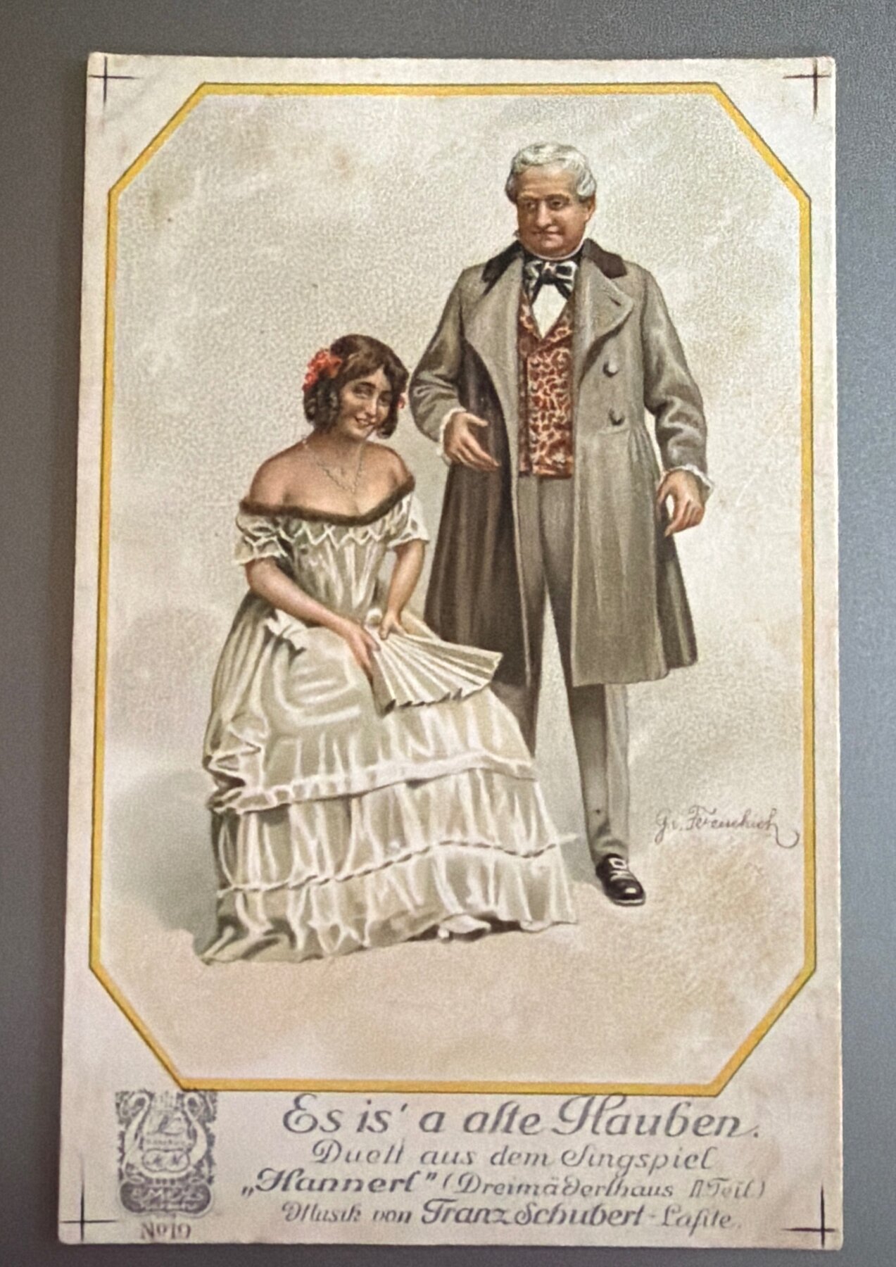 Postcard 1918 German Liederkarte No.19 Franz Schubert Hanne​rl Singspiel Music