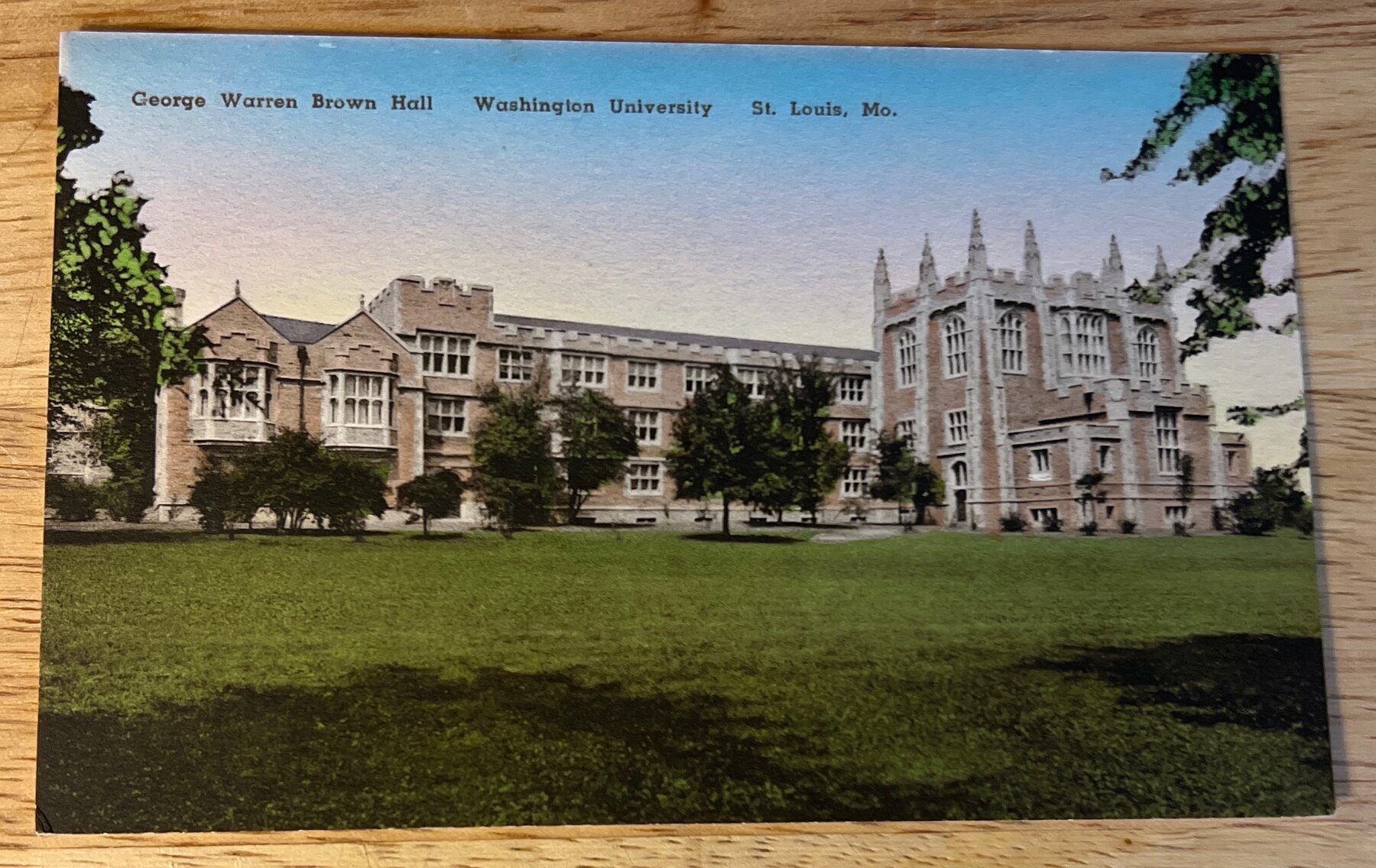 Postcard 1940s George Warren Brown Hall Washington University St Louis Linen