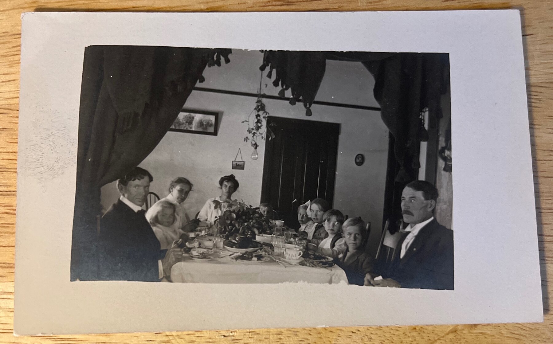 Postcard 1910s RPPC Family Dinner Table Real Photo Antique Social History