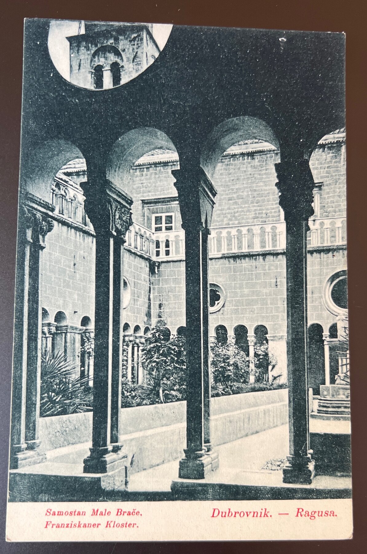 Postcard 1908 Dubrovnik Ragusa Franciscan Monastery Cloister Croatia