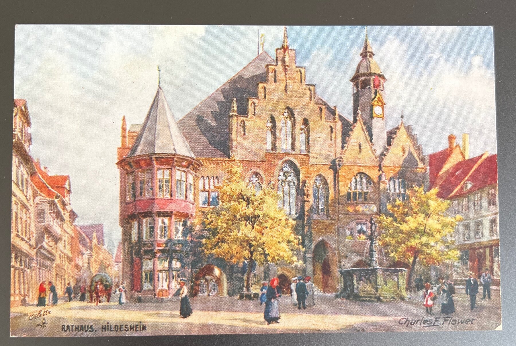 Postcard c1910 Hildesheim Rathaus Germany Tuck Oilette Charles Flower Art