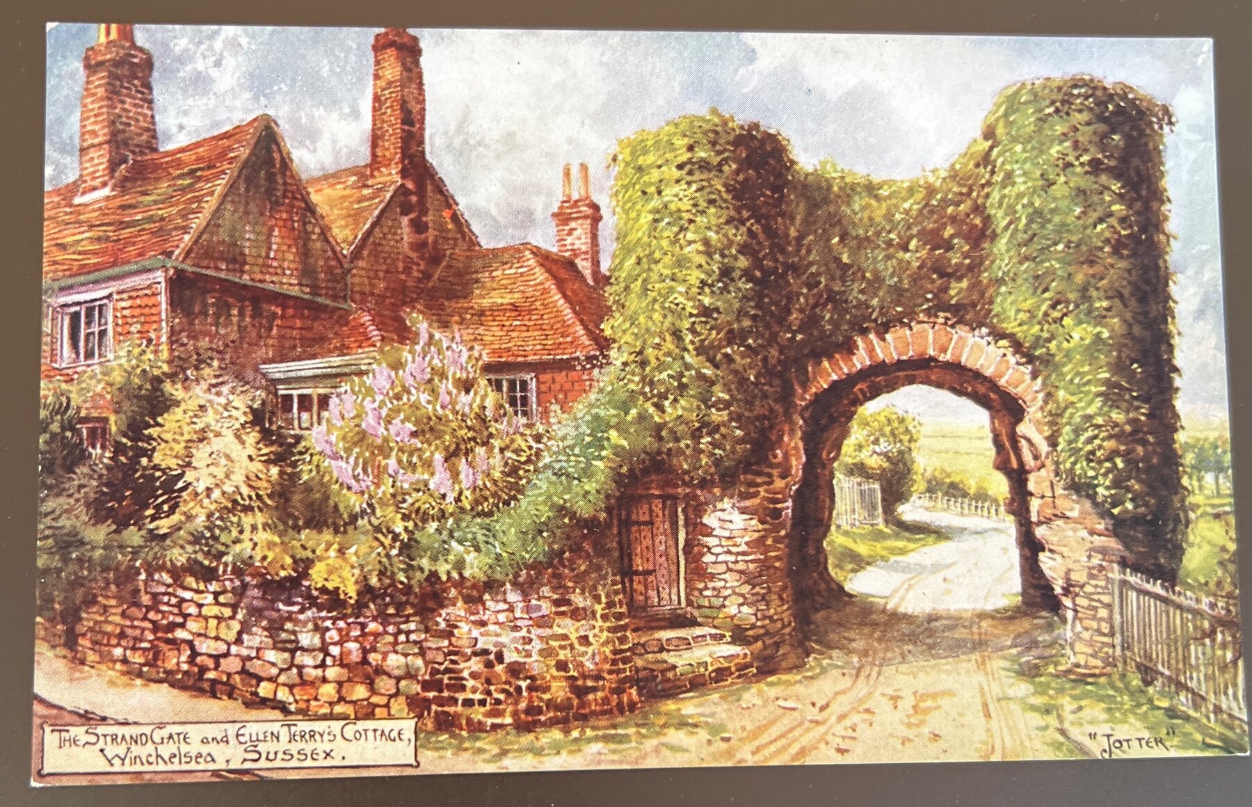 Postcard Strand Gate Ellen Terry Cottage Winchelsea Sussex Art Totter c1905