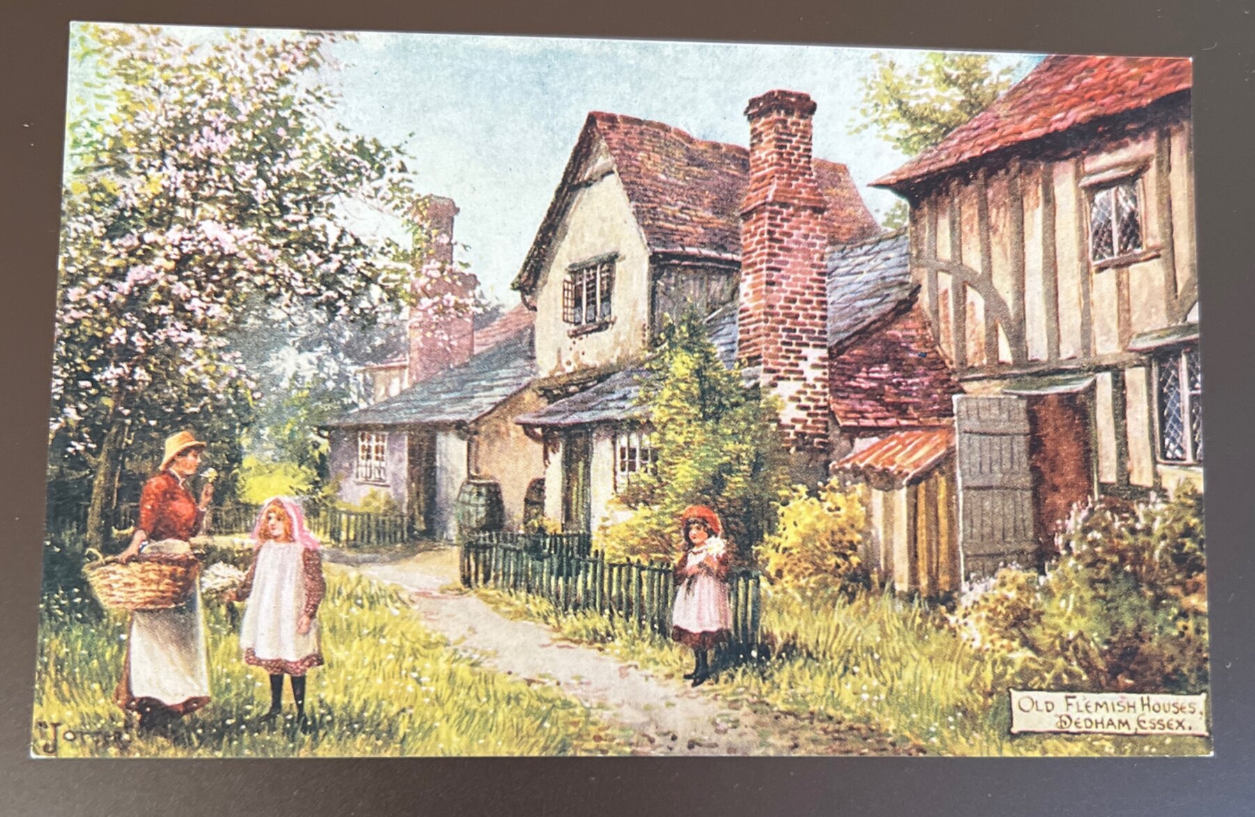 Postcard 1902 Old Flemish Houses Dedham Essex England G. Smith Pinachrome Art