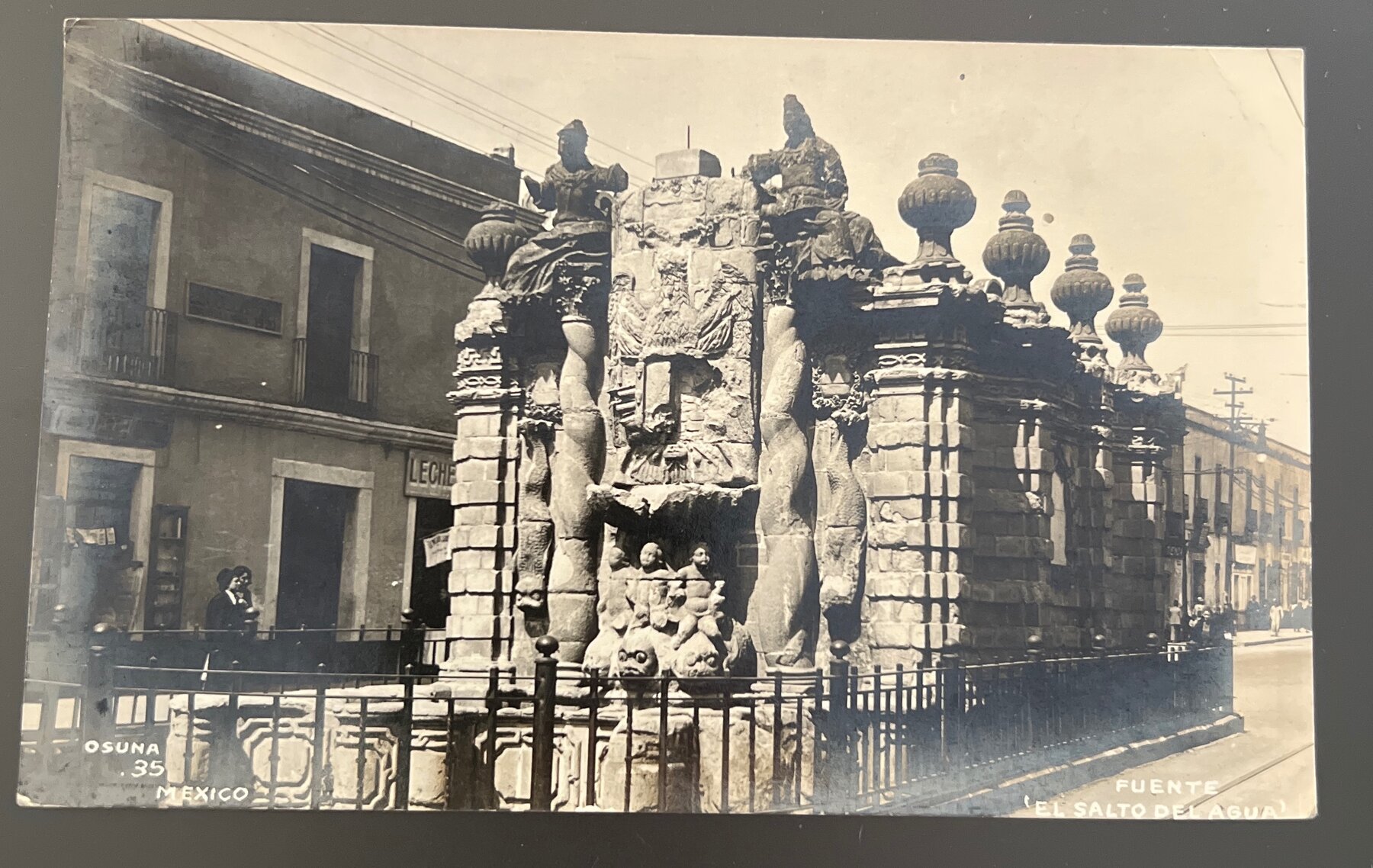 Postcard 1935 RPPC Mexico City Fuente El Salto del Agua Fountain Osuna