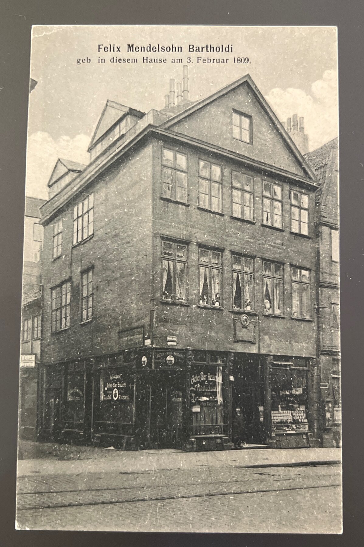 Postcard 1909 Felix Mendelssohn Bartholdy Birthplace Hamburg Germany RPPC