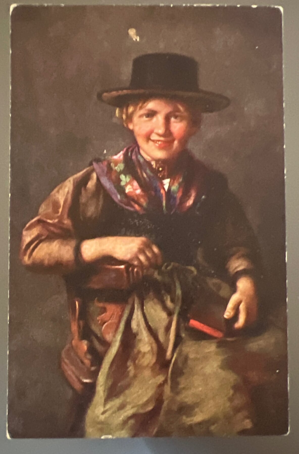 Postcard 1917 Münchener Kunst Boy Folk Costume Austria Emil von Müller Art Card