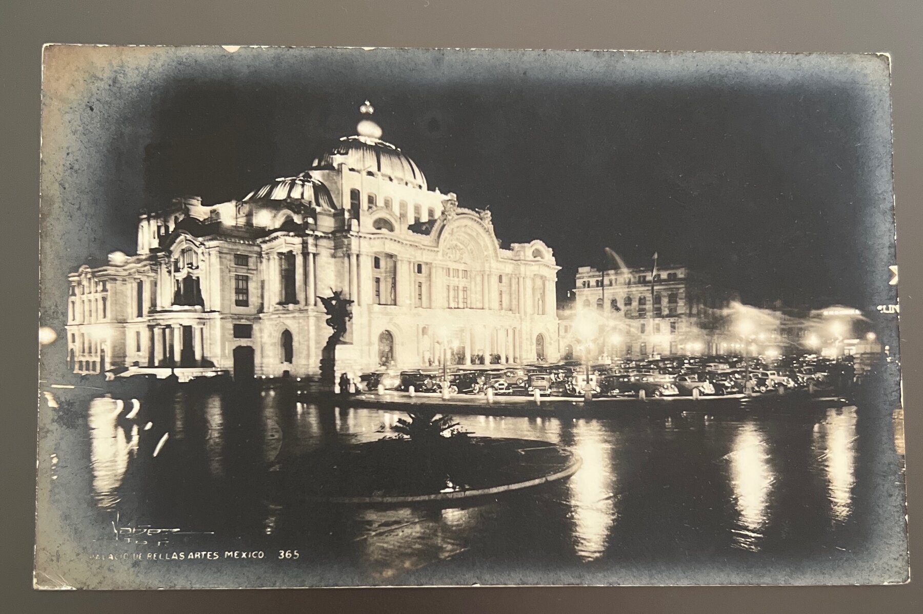 RPPC Postcard 1934 Palacio Bellas Artes Mexico City Night Mailed to Texas