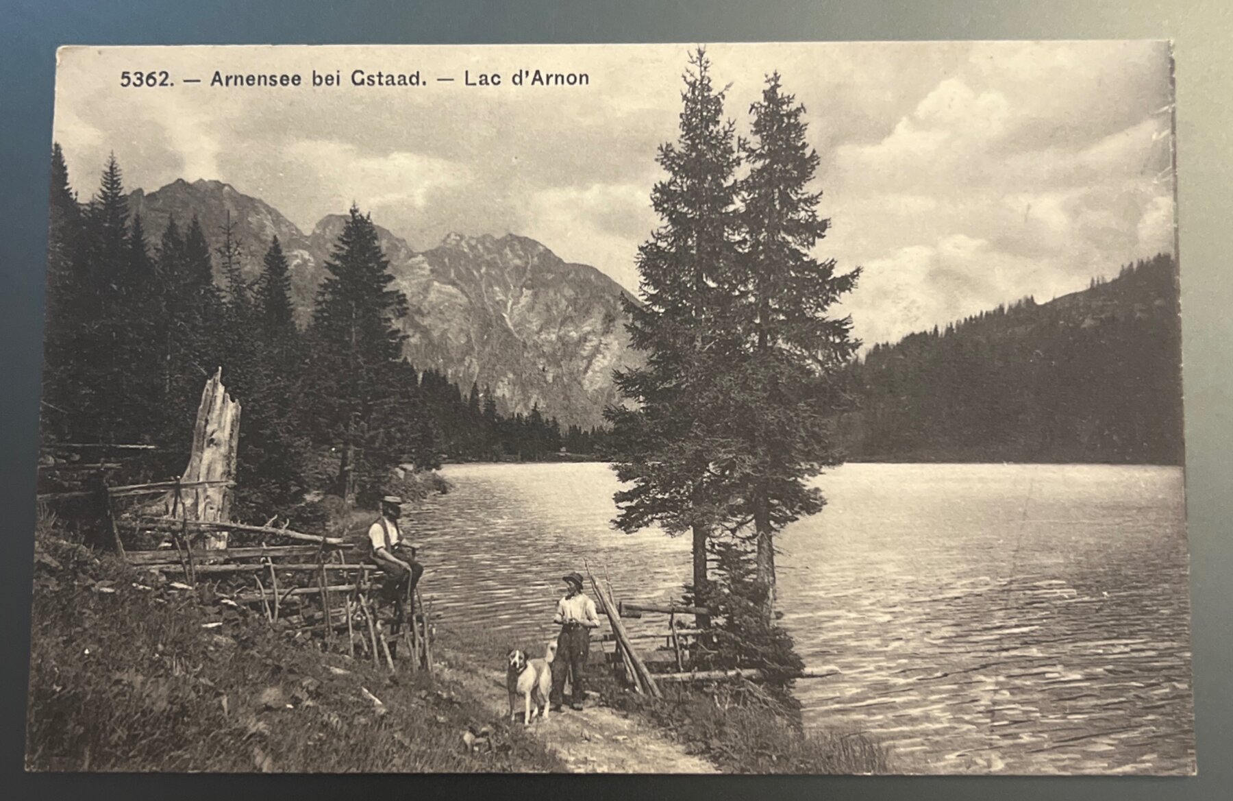 Postcard Arnensee bei Gstaad Lac d'Arnon Switzerland Fishermen c1910 Unused