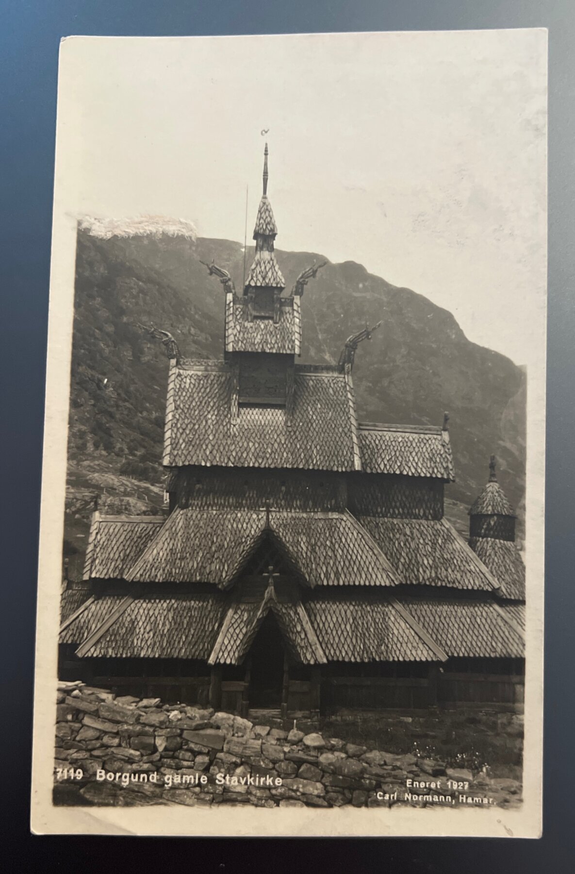 Postcard Norway Borgund Gamle Stavkirke Stave Church RPPC 1927 Carl Normann