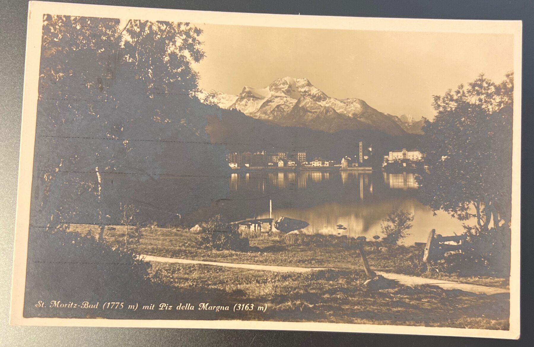Postcard St. Moritz-Bad Lake Piz della Margna Switzerland c1920s Photo