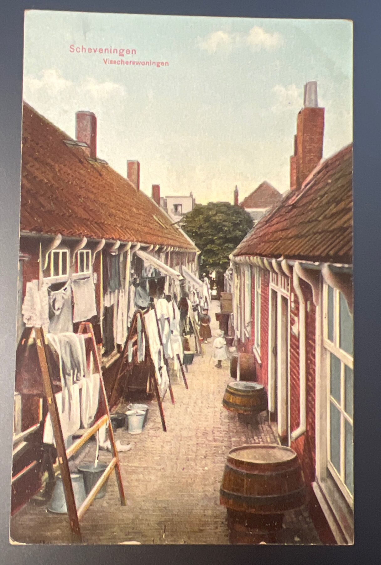 Postcard Scheveningen Visschers Fishermen's Alley Netherlands c1905 Color