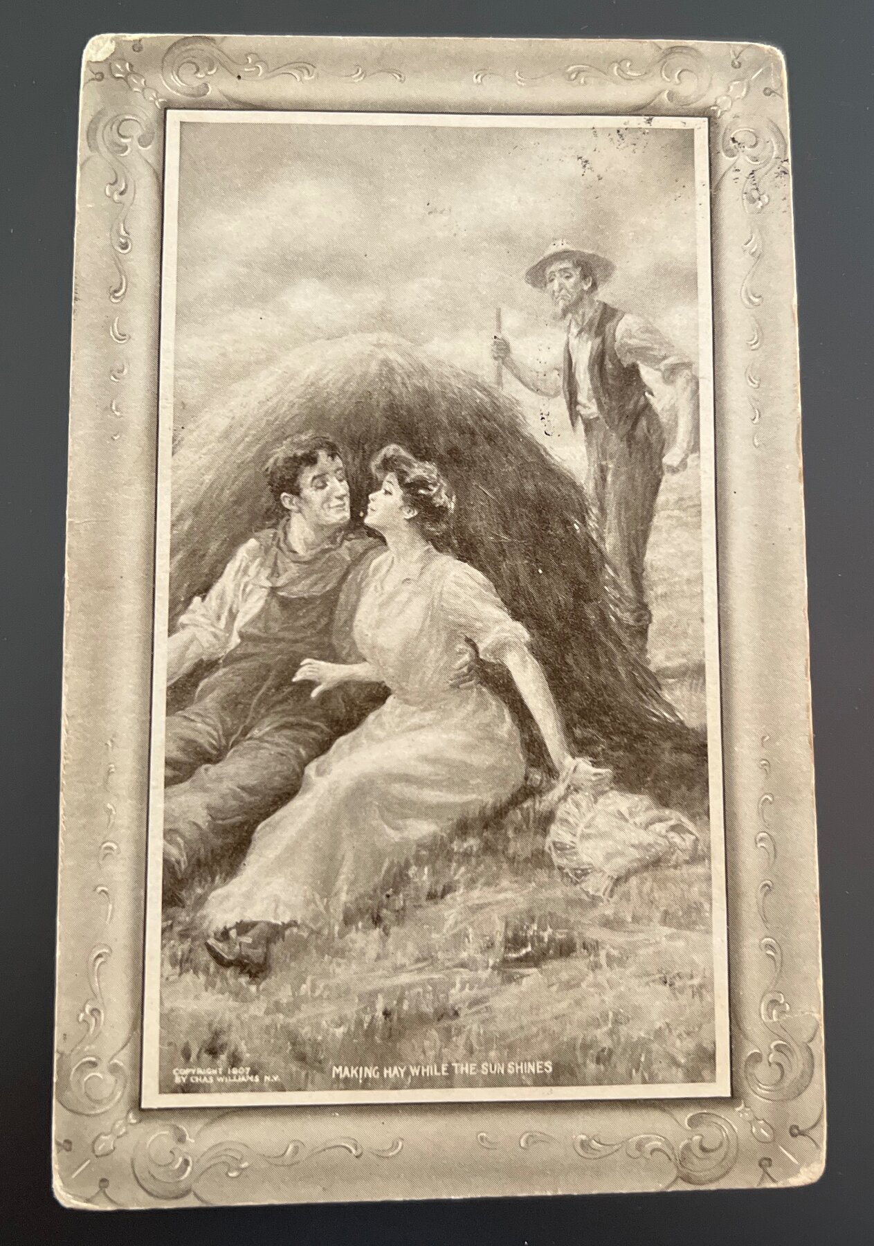 Postcard 1907 "Making Hay While the Sun Shines" Embossed Comic Chas Williams NY