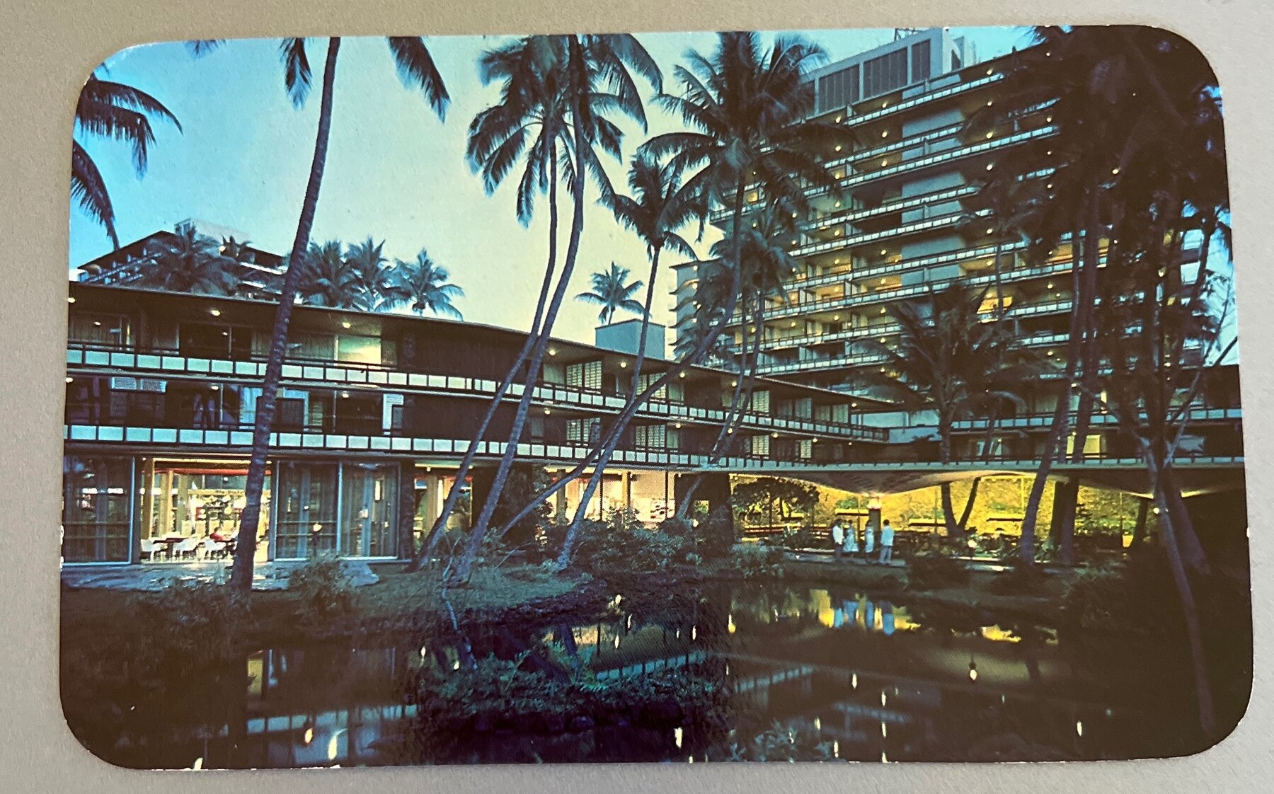 Postcard 1960s Hilton Hawaiian Village Hotel Waikiki Beach Hawaii Chrome
