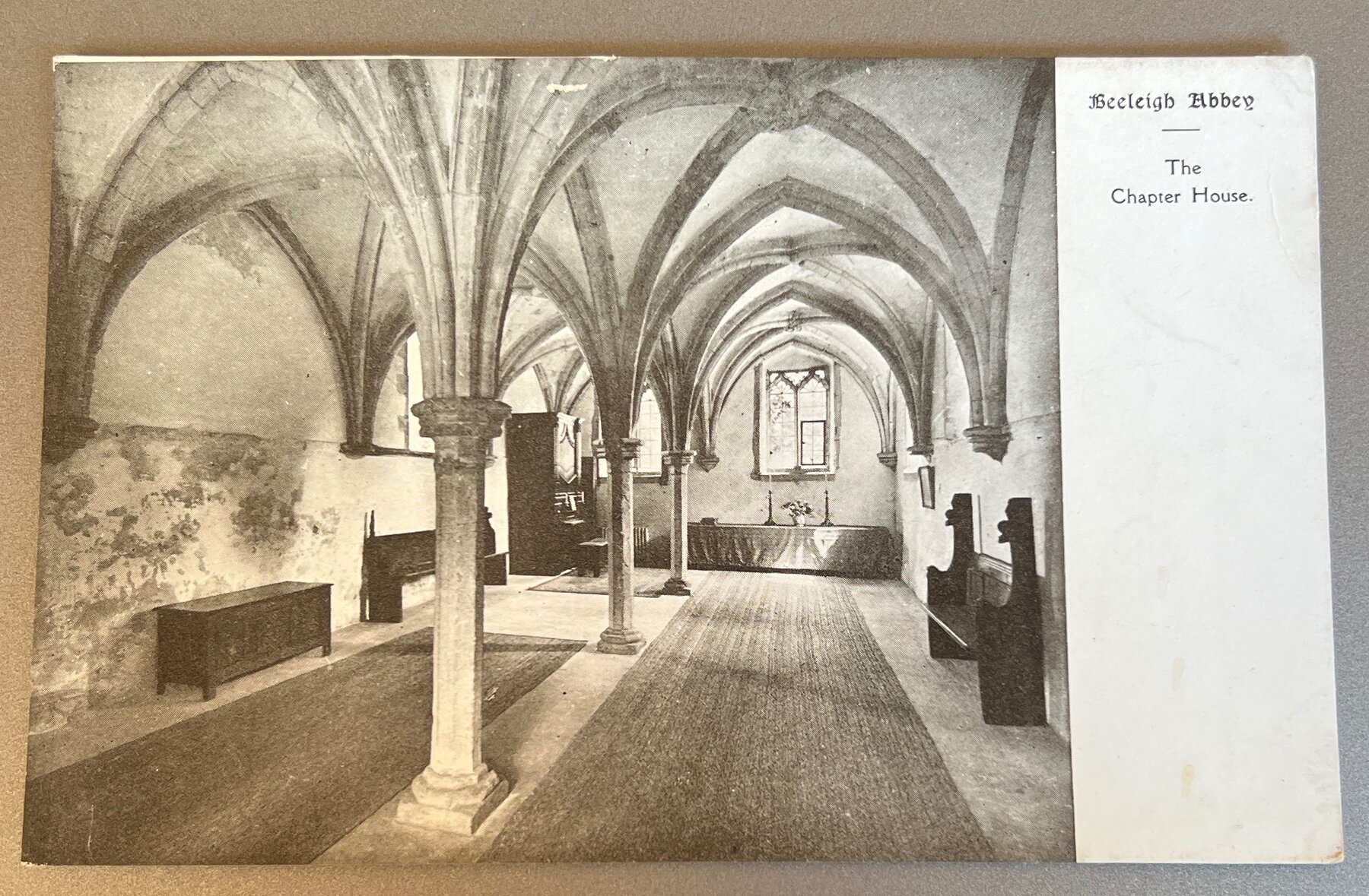 Postcard c1905 Beeleigh Abbey Chapter House Essex England Medieval Vaulting