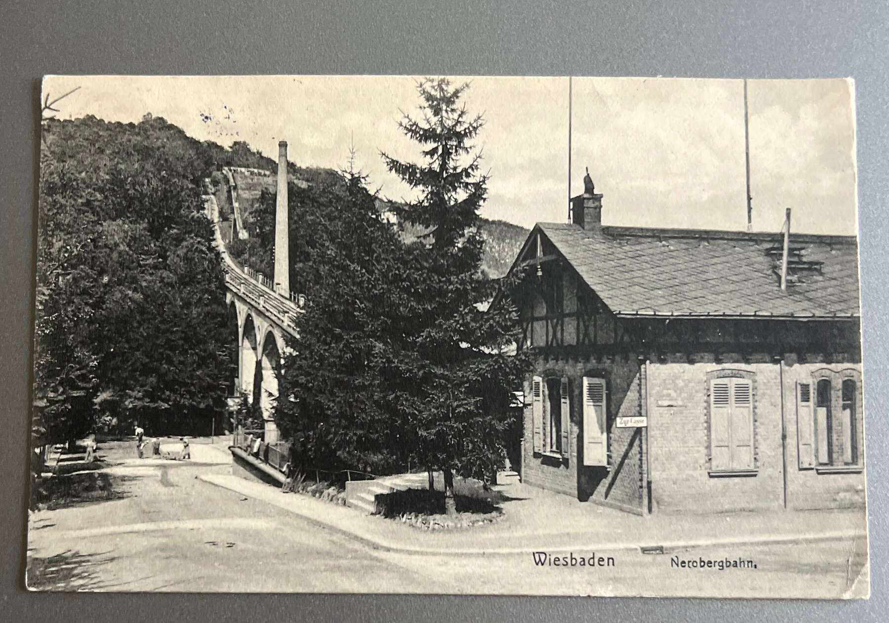 Postcard 1911 Wiesbaden Germany Nerobergbahn Funicular Railway Mailed Wien
