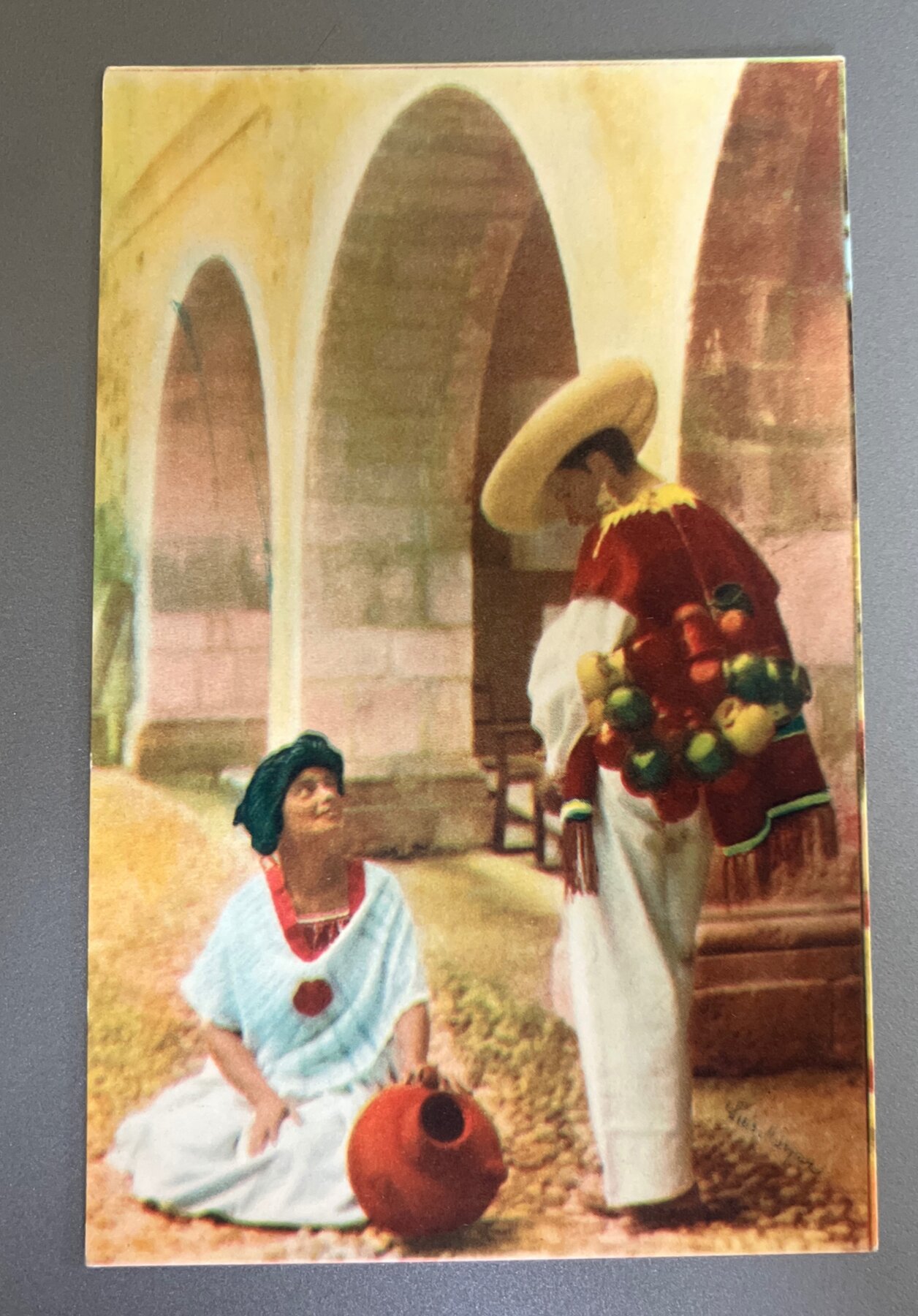 Postcard 1940s Tipos Indios Cuetzalan Puebla Mexico Chrome Luis Marquez
