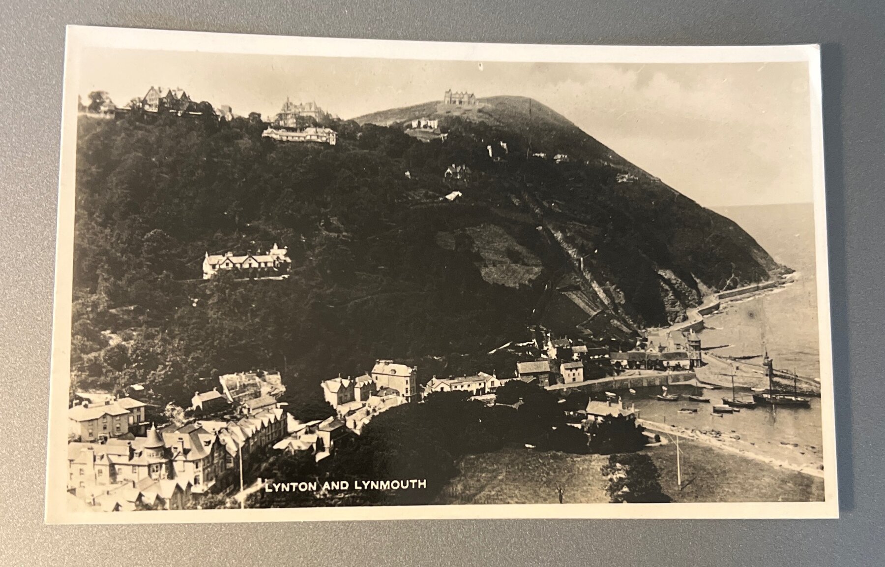 RPPC Postcard 1930s Lynton & Lynmouth Devon England Panoramic Harbour Coastal