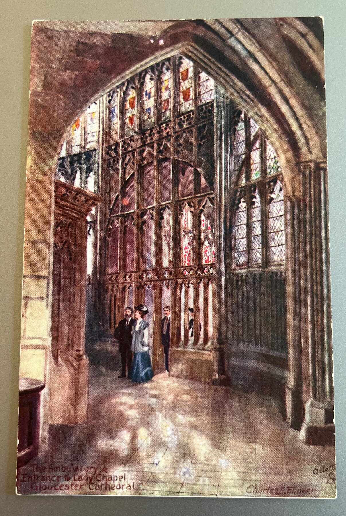 Postcard 1904 Gloucester Cathedral Ambulatory Lady Chapel Tuck Oilette