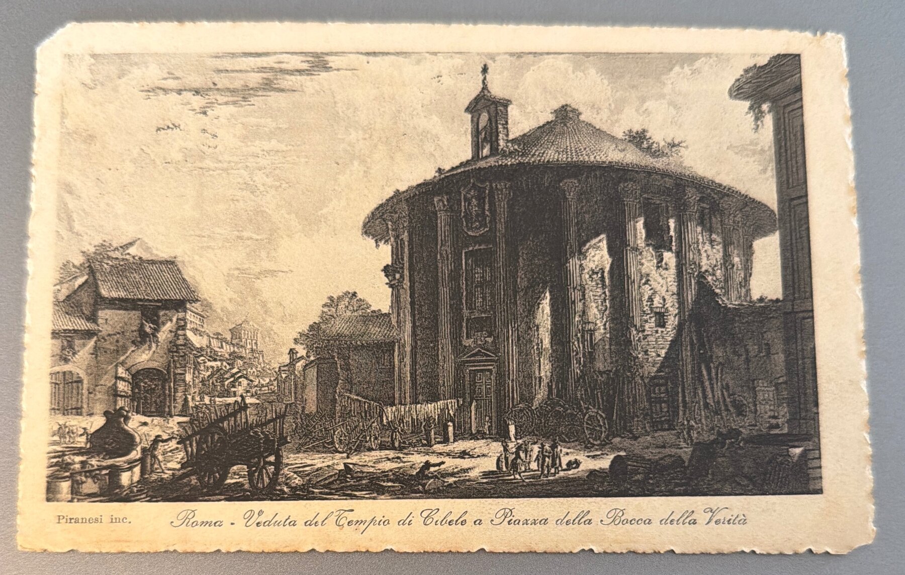 Postcard 1923 Rome Temple of Hercules Piranesi Etching Bocca della Verità