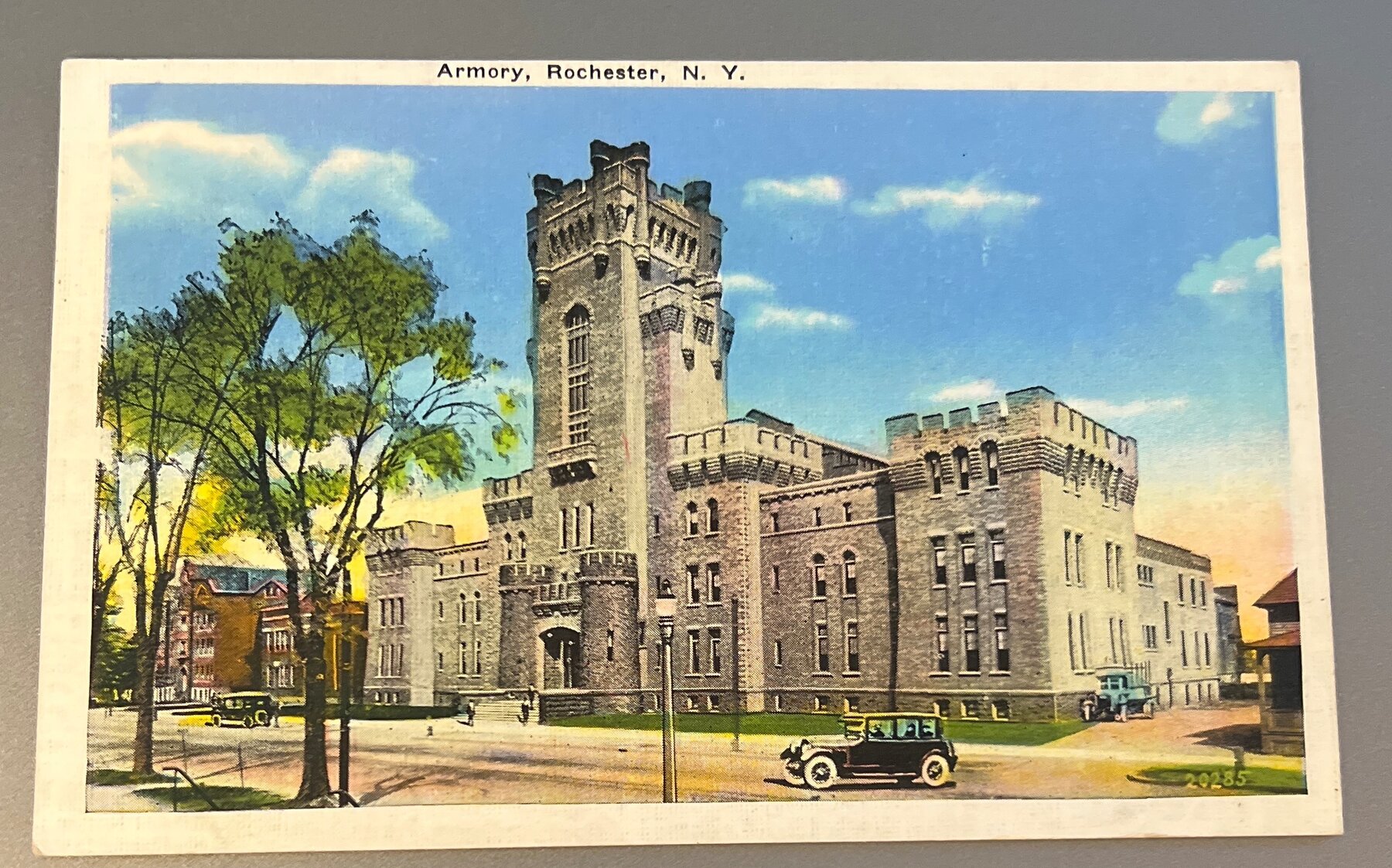 Postcard Armory Rochester NY Linen 1939 Manson News Agency Castle Architecture