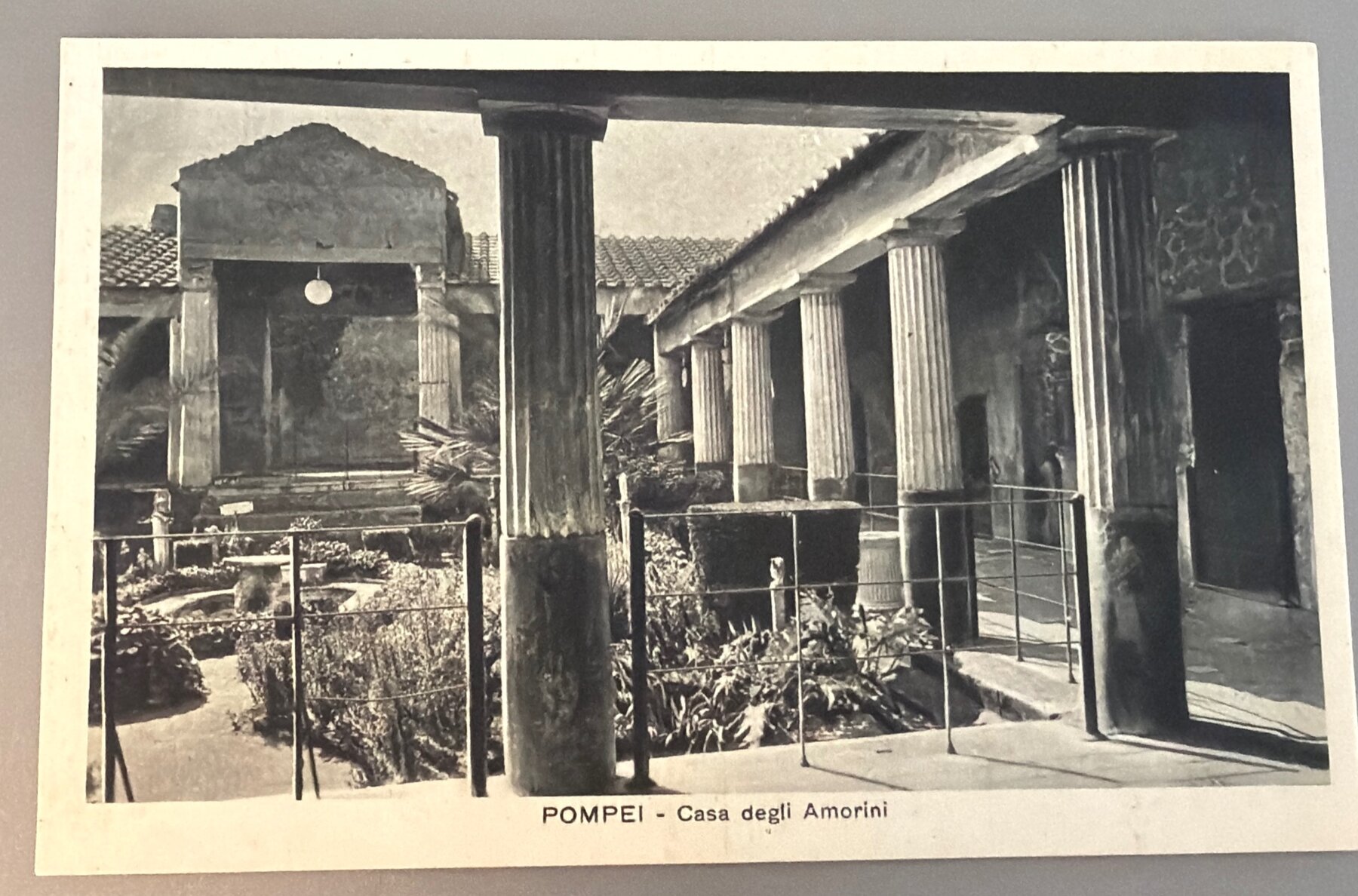 Postcard Pompeii Casa degli Amorini Dorati Italy B&W RPPC c1940s Trampetti