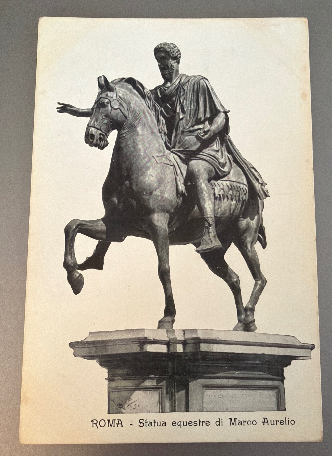 Postcard Roma Equestrian Statue Marco Aurelio Rome B&W Italy c1900 UDB