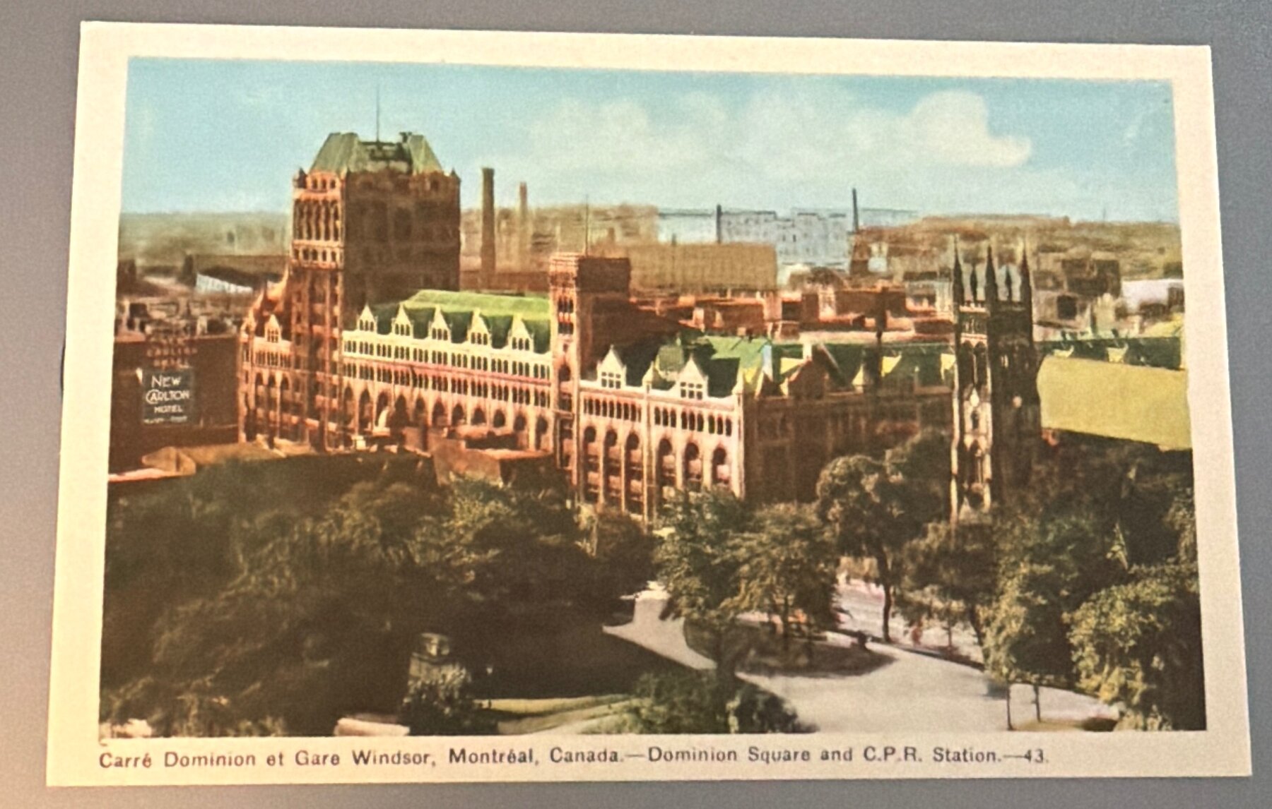 Postcard 1960 Montreal Canada Dominion Square Windsor Station Linen