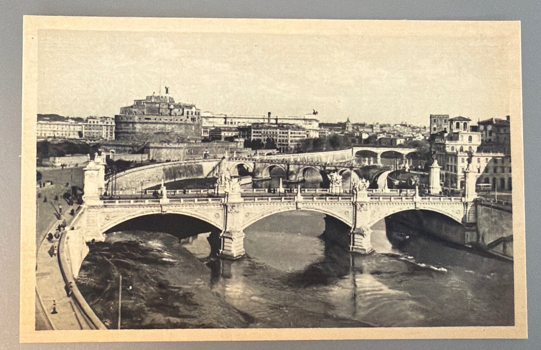 Postcard 1934 Rome Italy Ponte Tevere Castel Sant'Angelo Cecami Real Photo