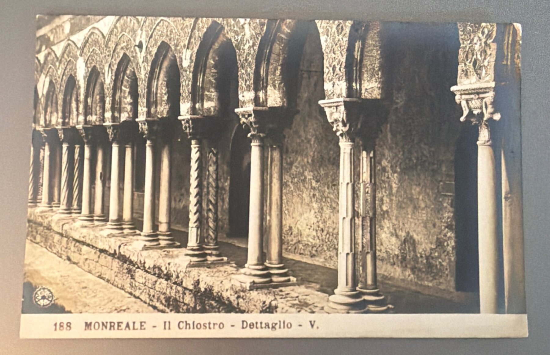 Postcard c1920s RPPC Monreale Il Chiostro Cloister Detail Sicily Italy NPG