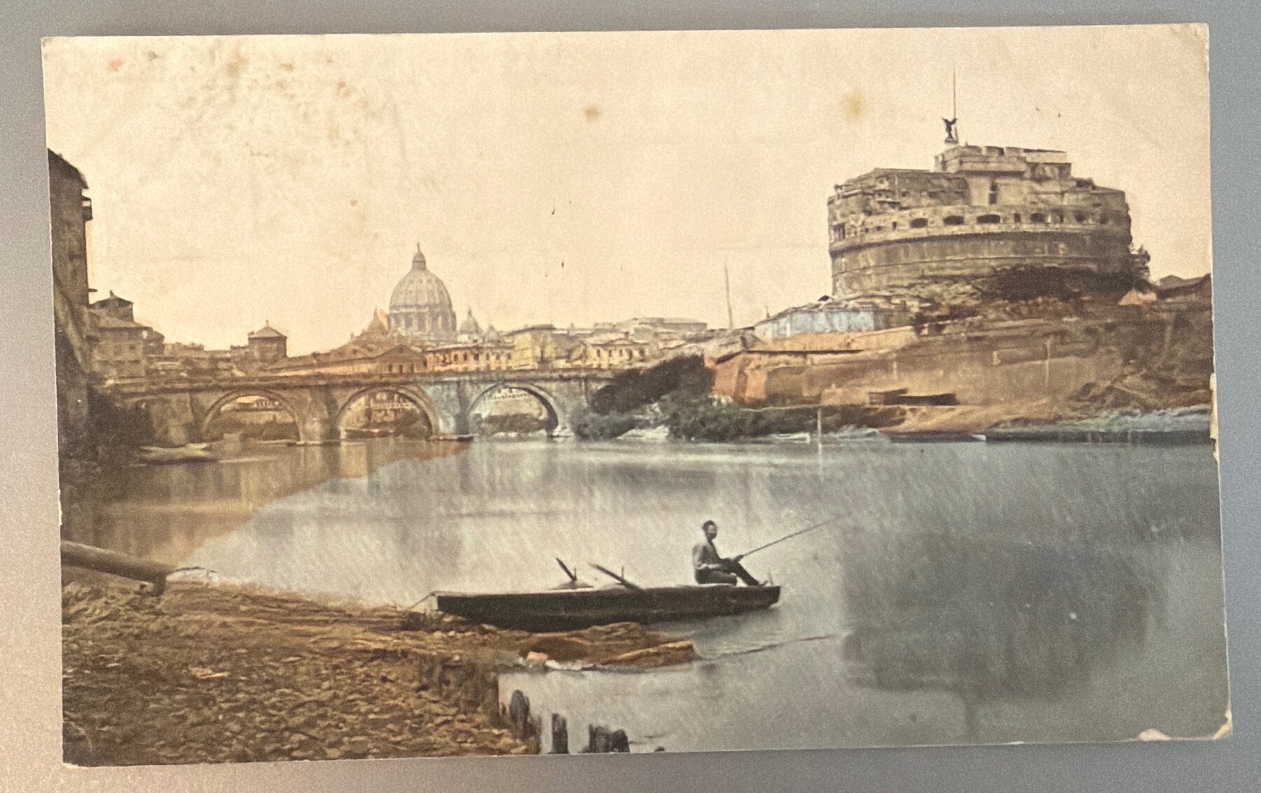 Postcard Rome Castle St Angelo Tiber River Fishing 1910 Used Pennsylvania
