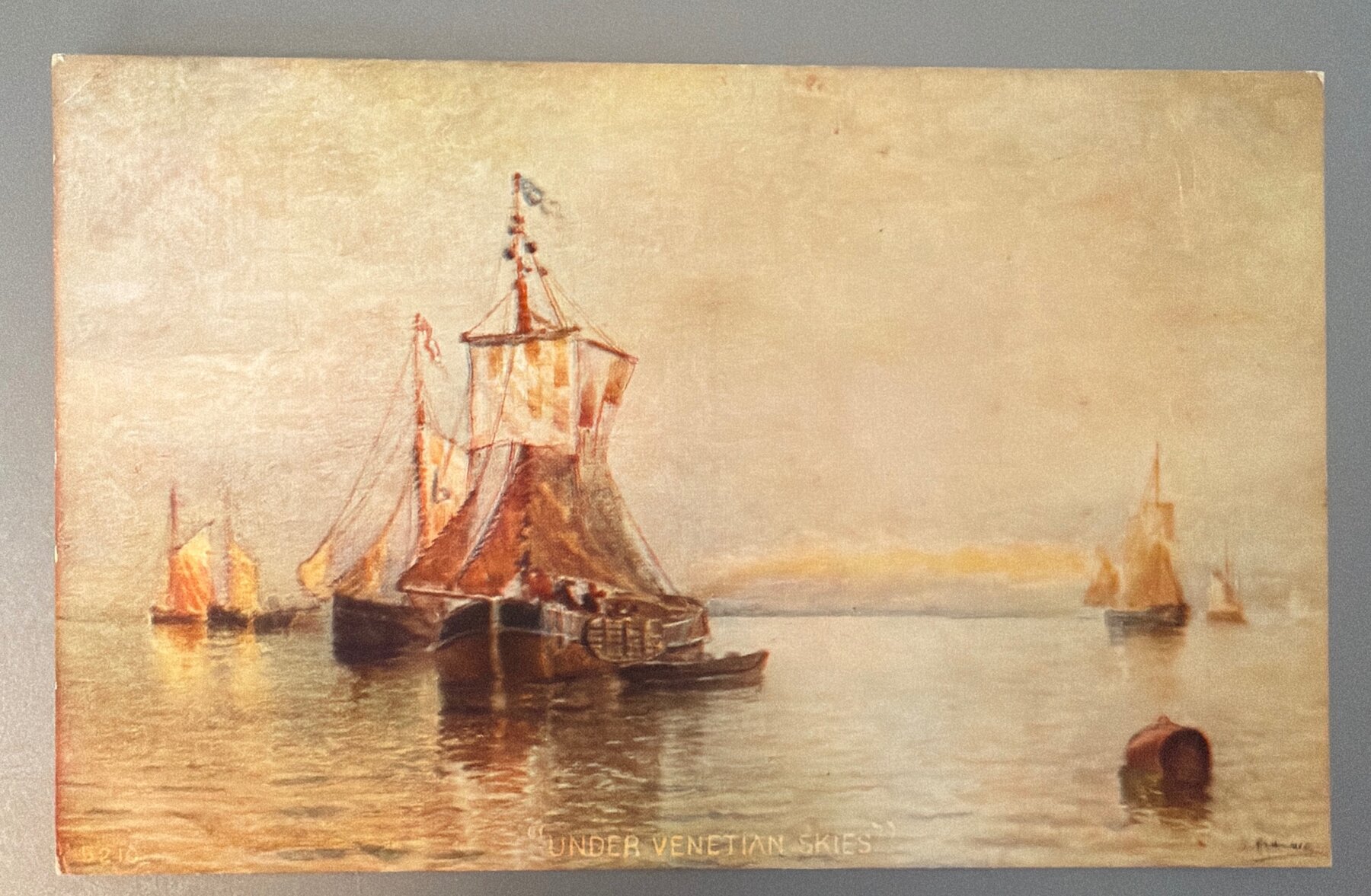 Postcard Under Venetian Skies Sailing Ships Art c1905 Tuck Style Used Wisc