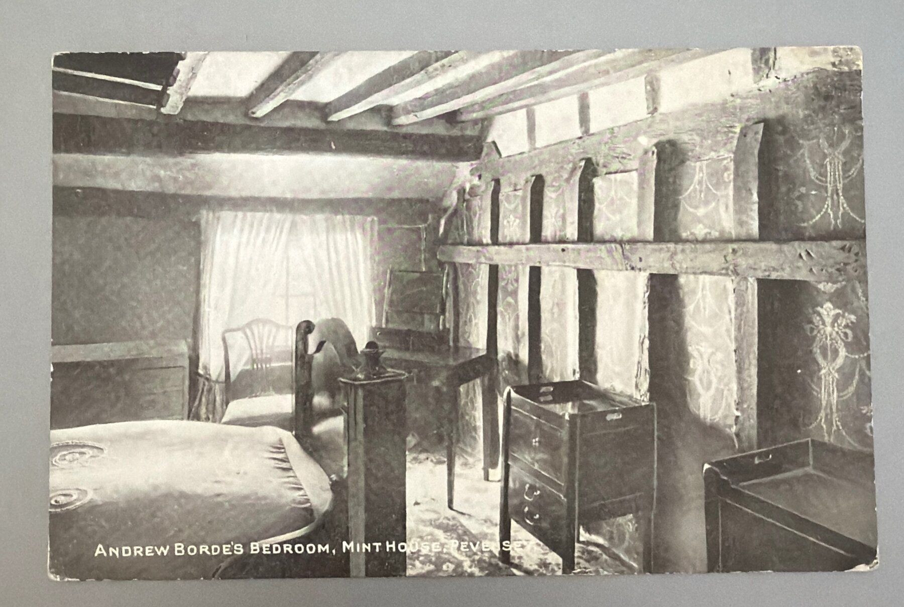 Postcard 1905 Andrew Borde's Bedroom Mint House Pevensey Sussex Interior