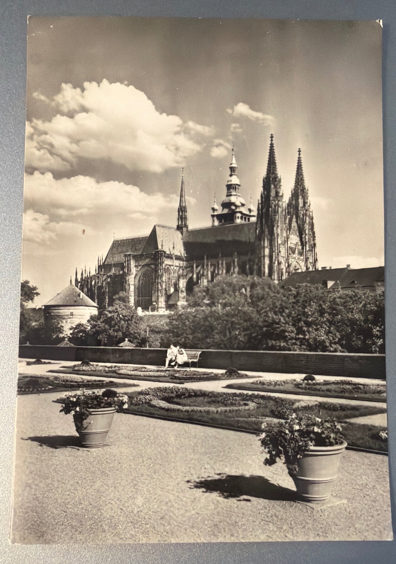 Postcard 1962 Praha Castle Hippodrome Terrace St Vitus Cathedral Czechoslovakia