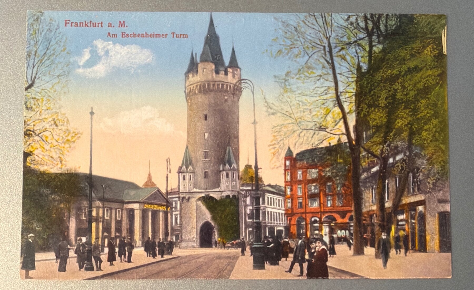 Postcard Frankfurt am Main Eschenheimer Turm Tower Germany c1910 Colored