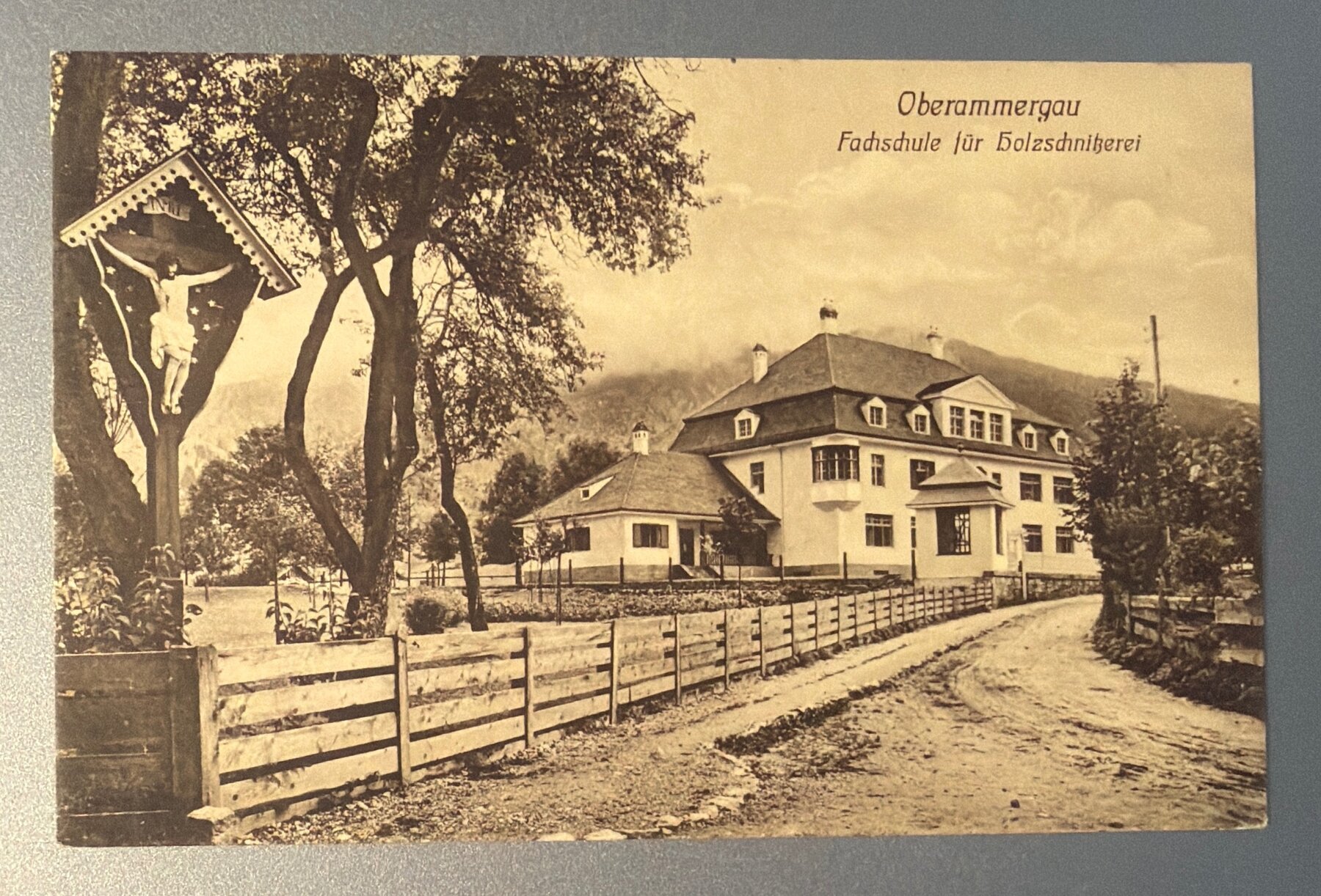 Postcard Oberammergau Fachschule Holzschnitzerei Wood Carving School Germany